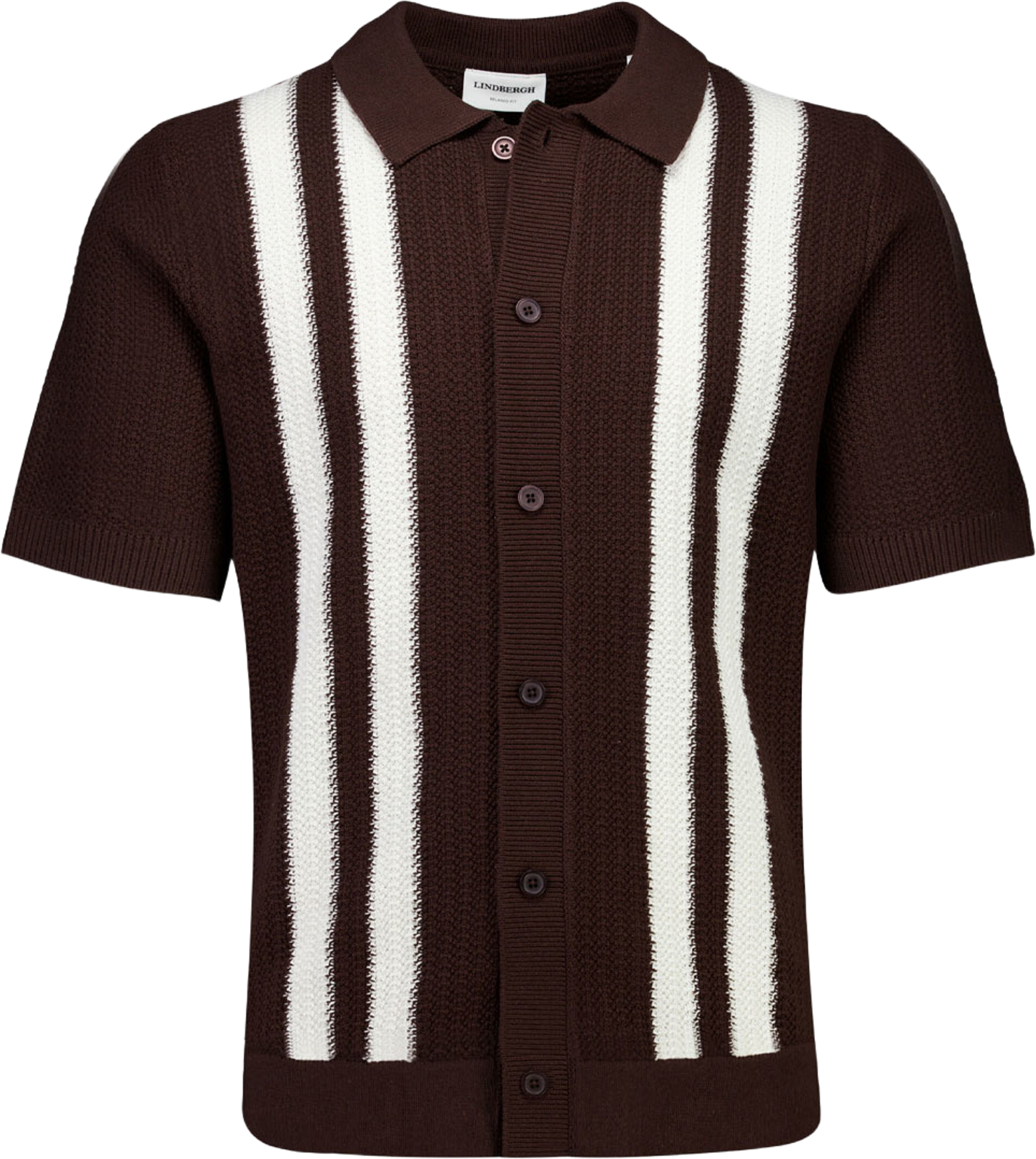 Knitted polo Knit, från Lindbergh, i färgen Brown. Klicka för att öppna bilden i stort format