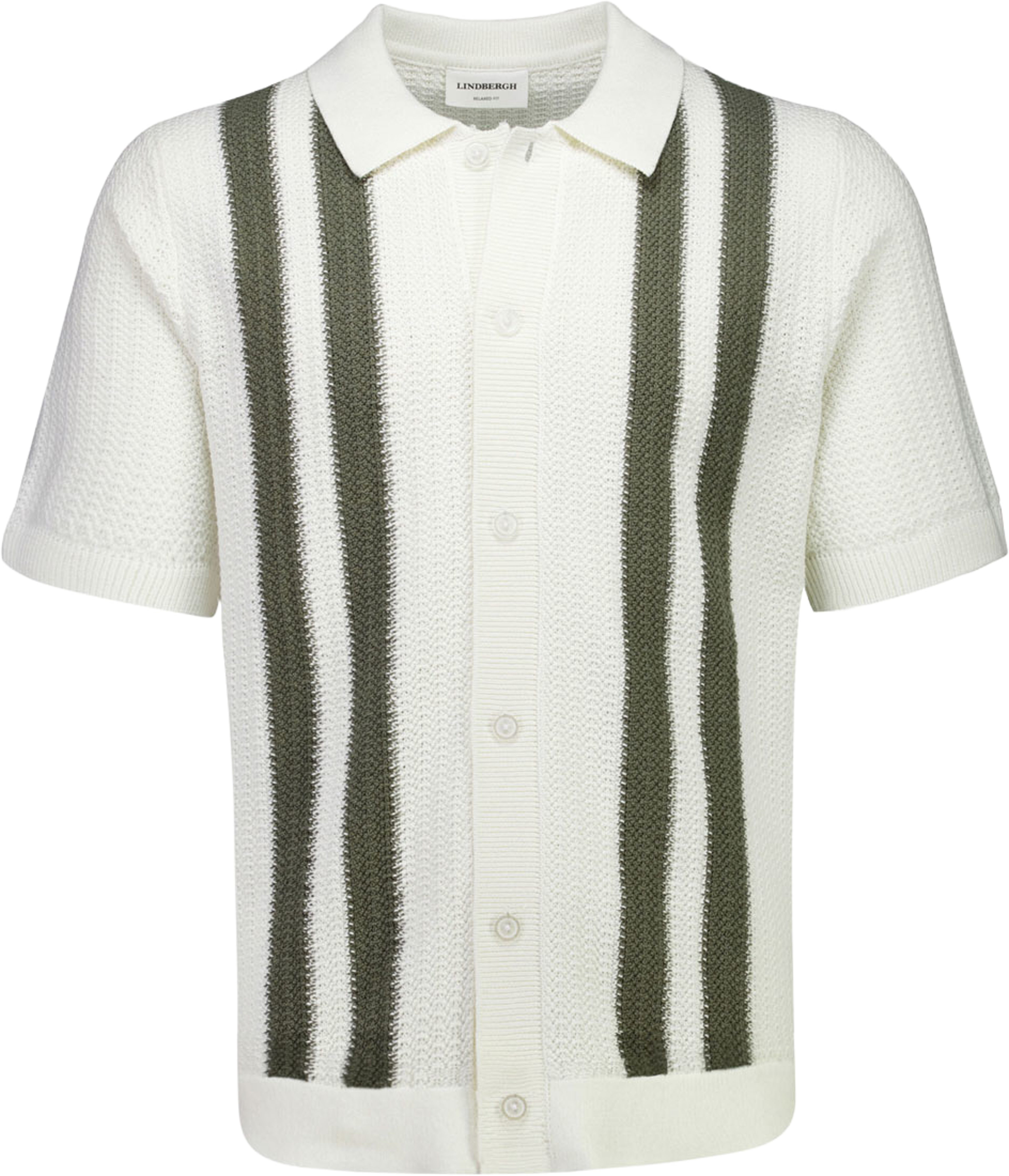 Knitted polo Knit, från Lindbergh, i färgen Army Mel. Klicka för att öppna bilden i stort format