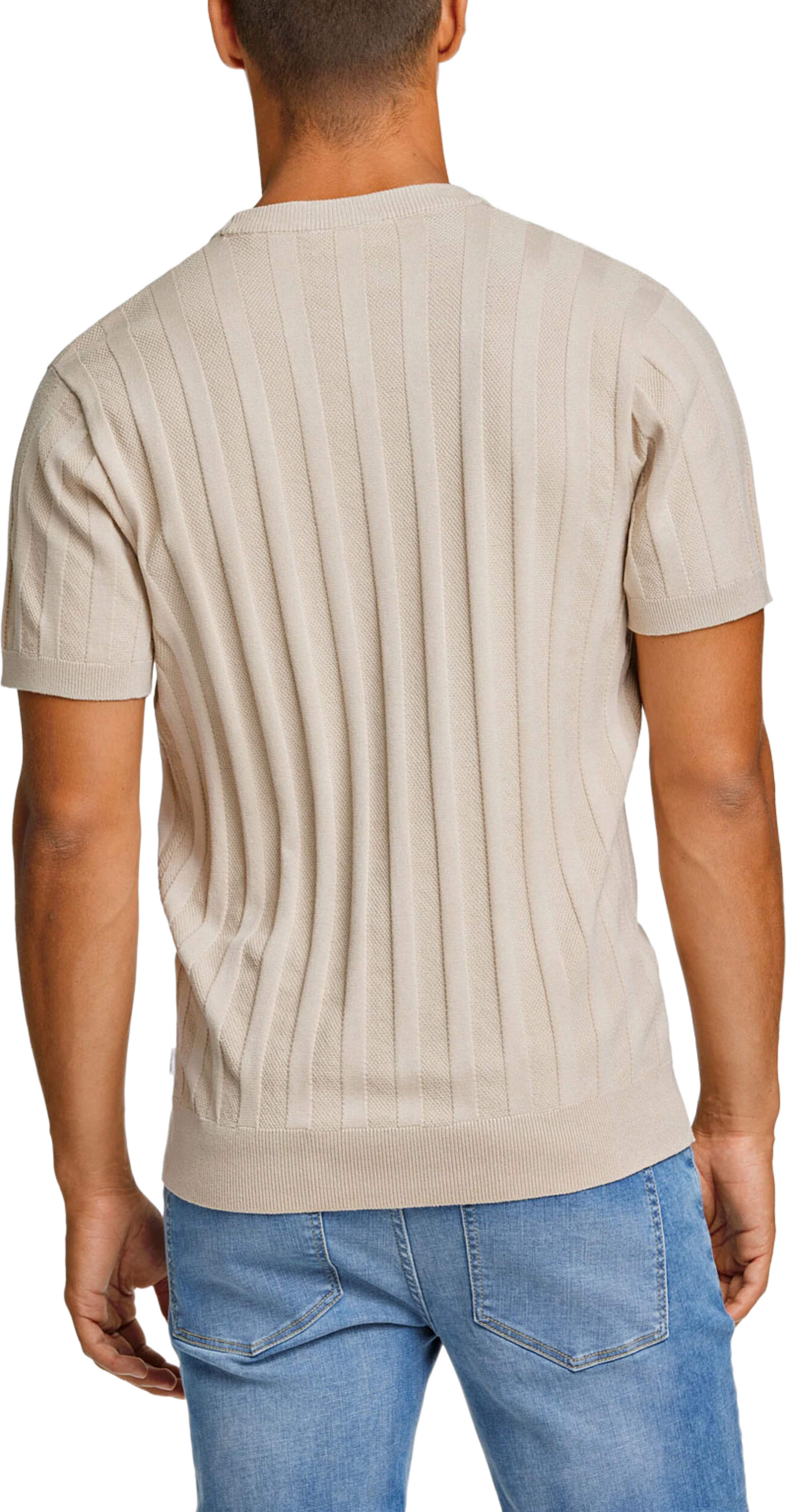 Knitted crew neck T-shirt, från Lindbergh, i färgen Stone. Klicka för att öppna bilden i stort format