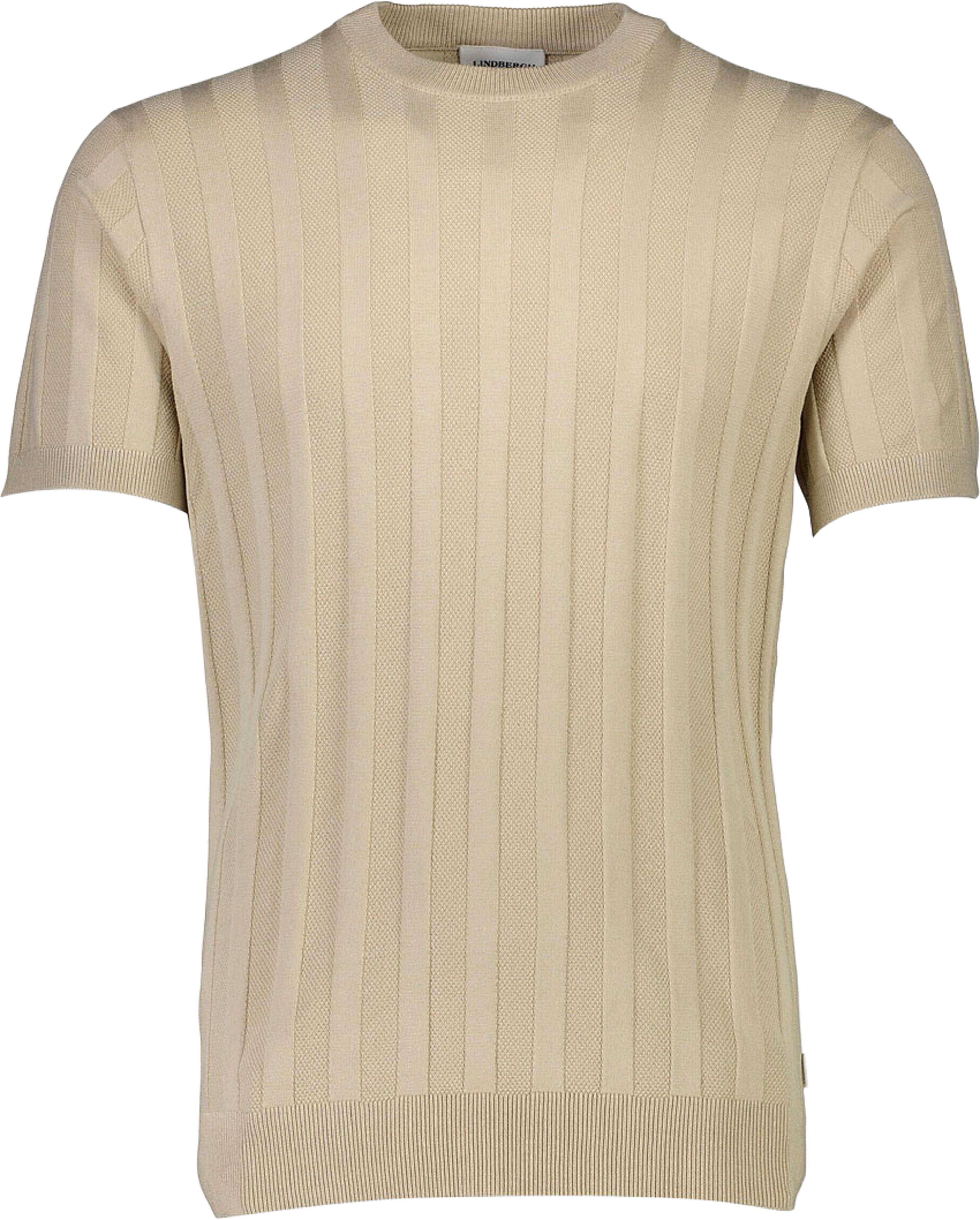 Knitted crew neck T-shirt, från Lindbergh, i färgen Stone. Klicka för att öppna bilden i stort format