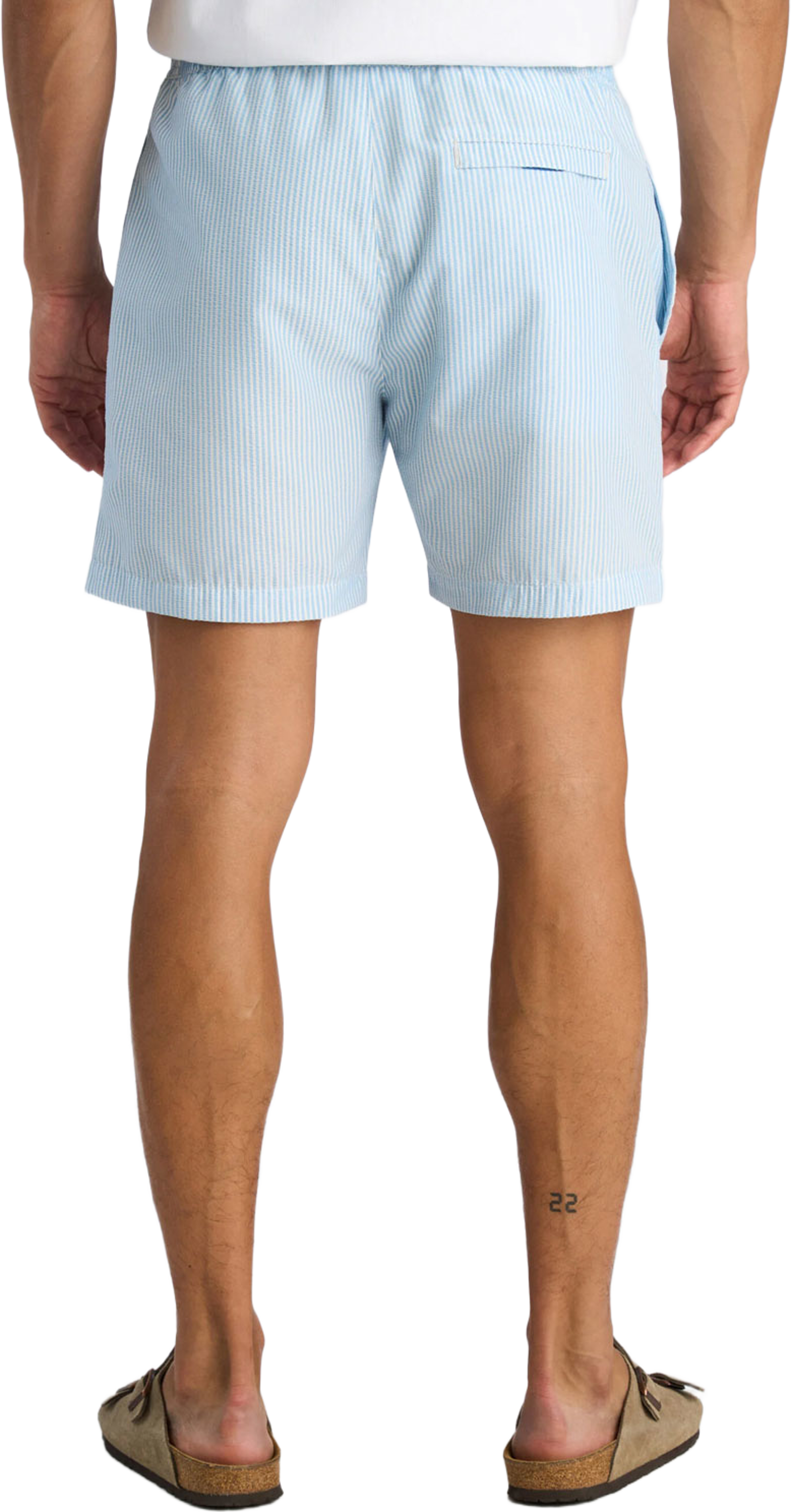 Striped seersucker Swim shorts, från Lindbergh, i färgen Lt Blue. Klicka för att öppna bilden i stort format