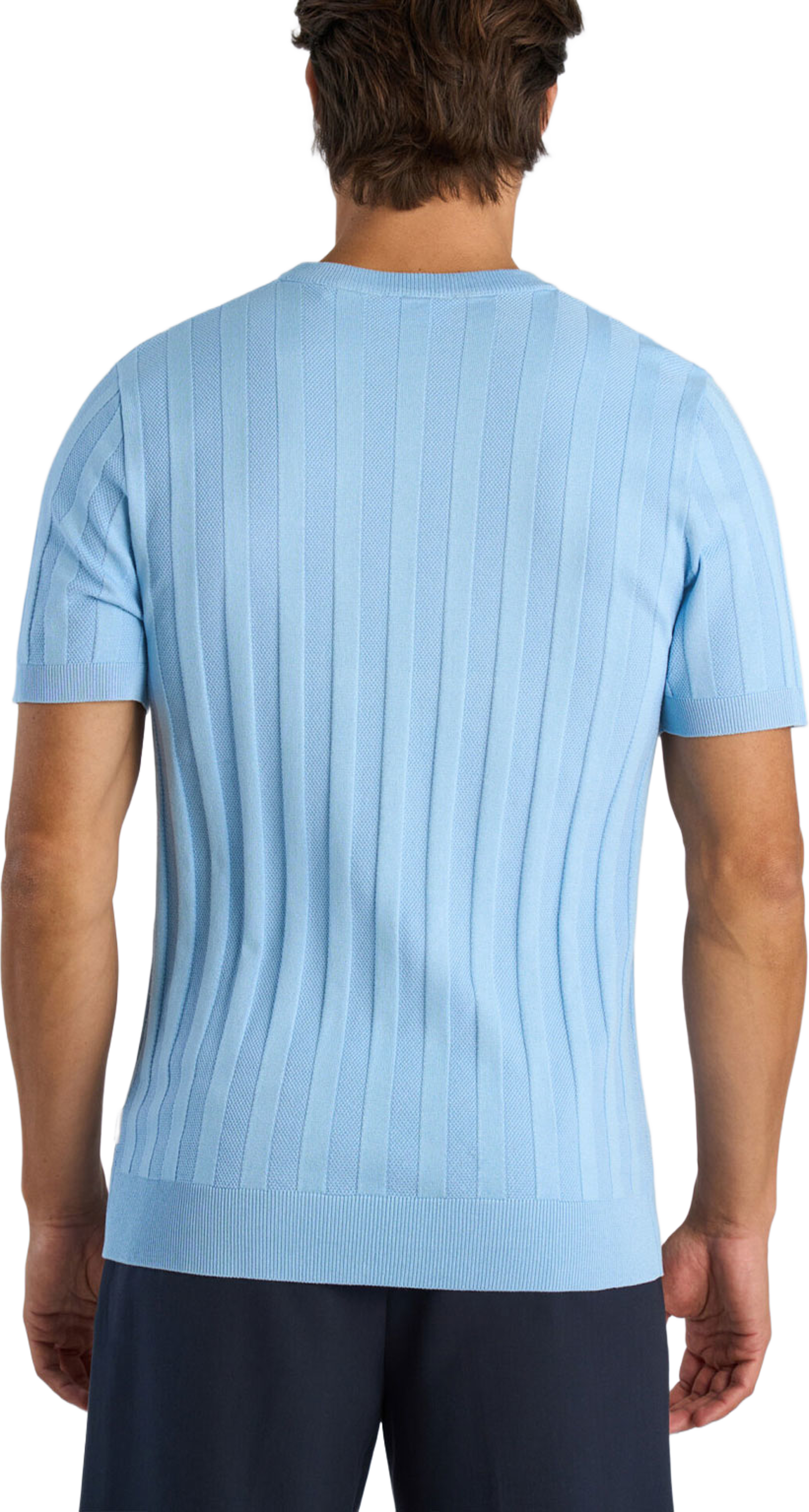 Knitted crew neck T-shirt, från Lindbergh, i färgen Lt Blue. Klicka för att öppna bilden i stort format