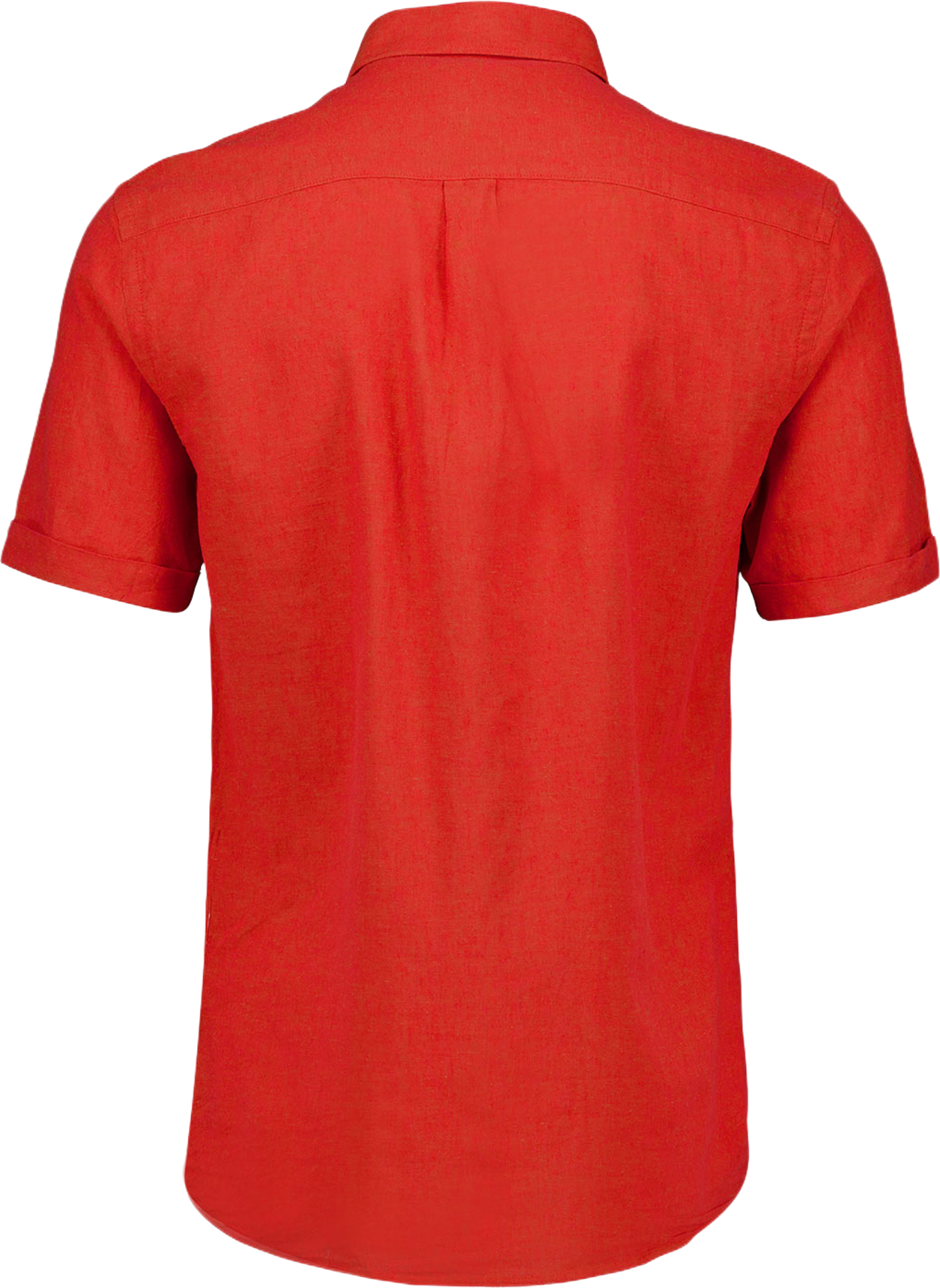 Cotton/linen shirt S/S, från Lindbergh, i färgen Coral Orange. Klicka för att öppna bilden i stort format