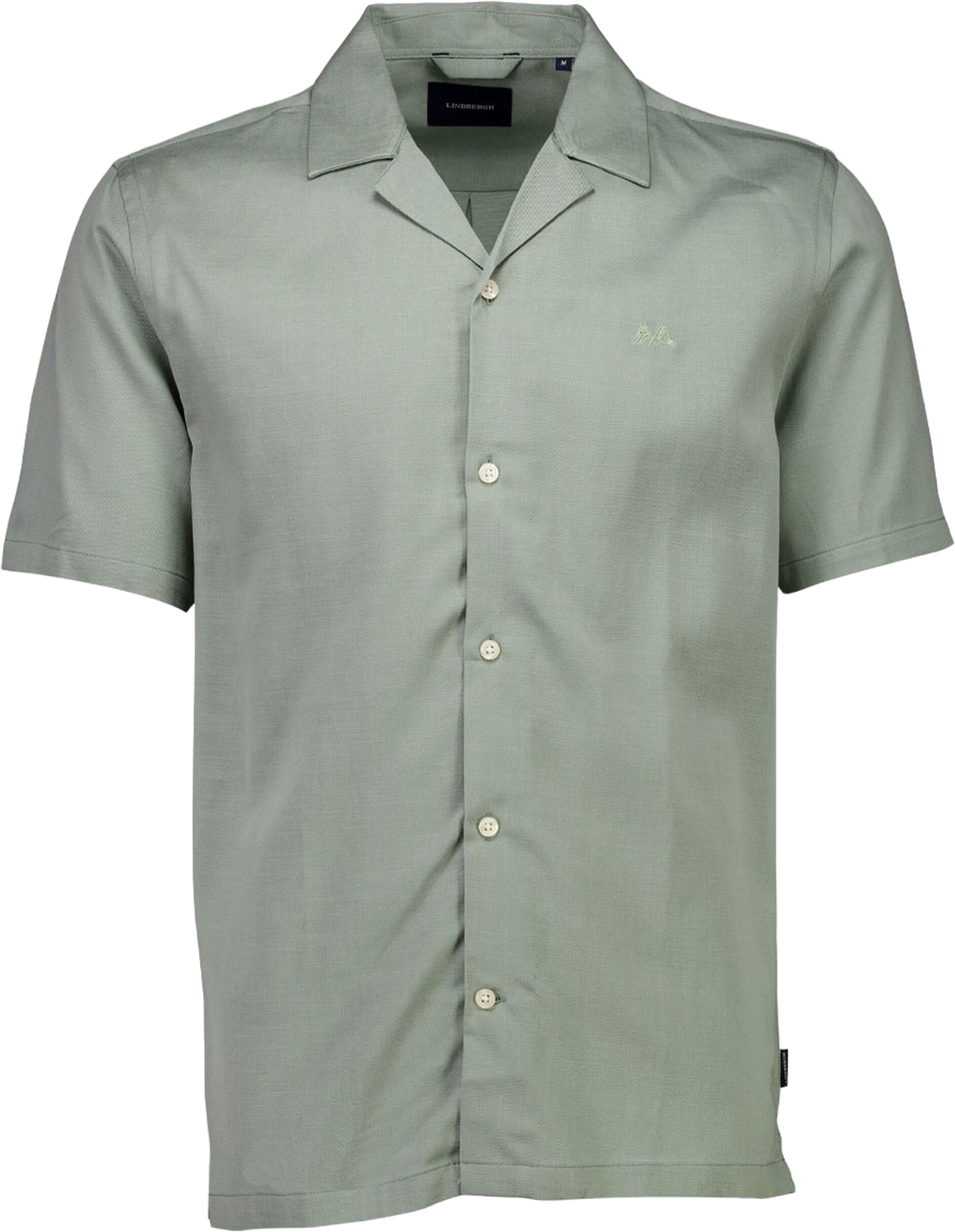 Lyocell blend resort Shirt S/S, från Lindbergh, i färgen Faded Green. Klicka för att öppna bilden i stort format