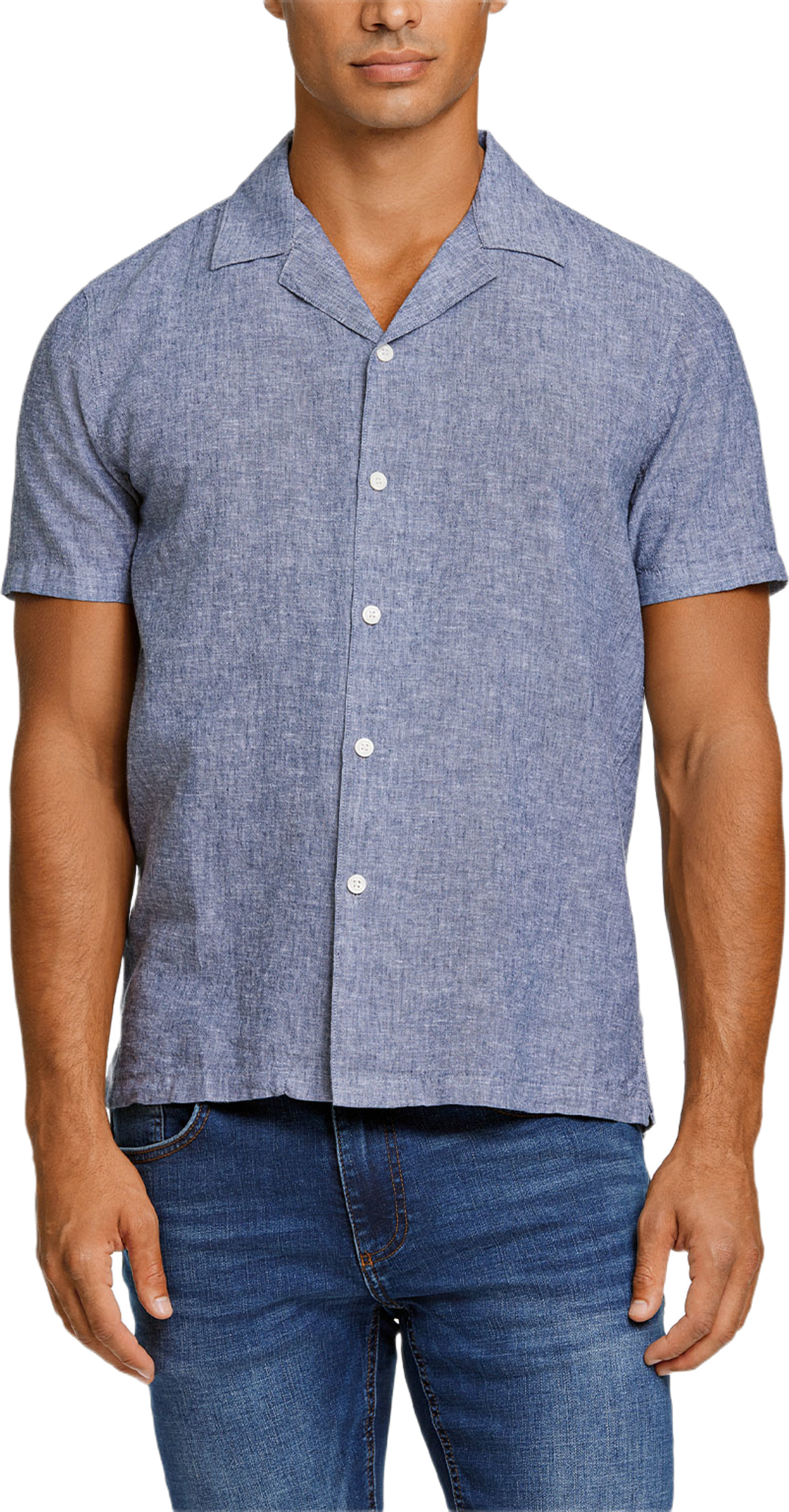 Casual Linen Blend Resort S/S, från Lindbergh, i färgen Dk Blue. Klicka för att öppna bilden i stort format