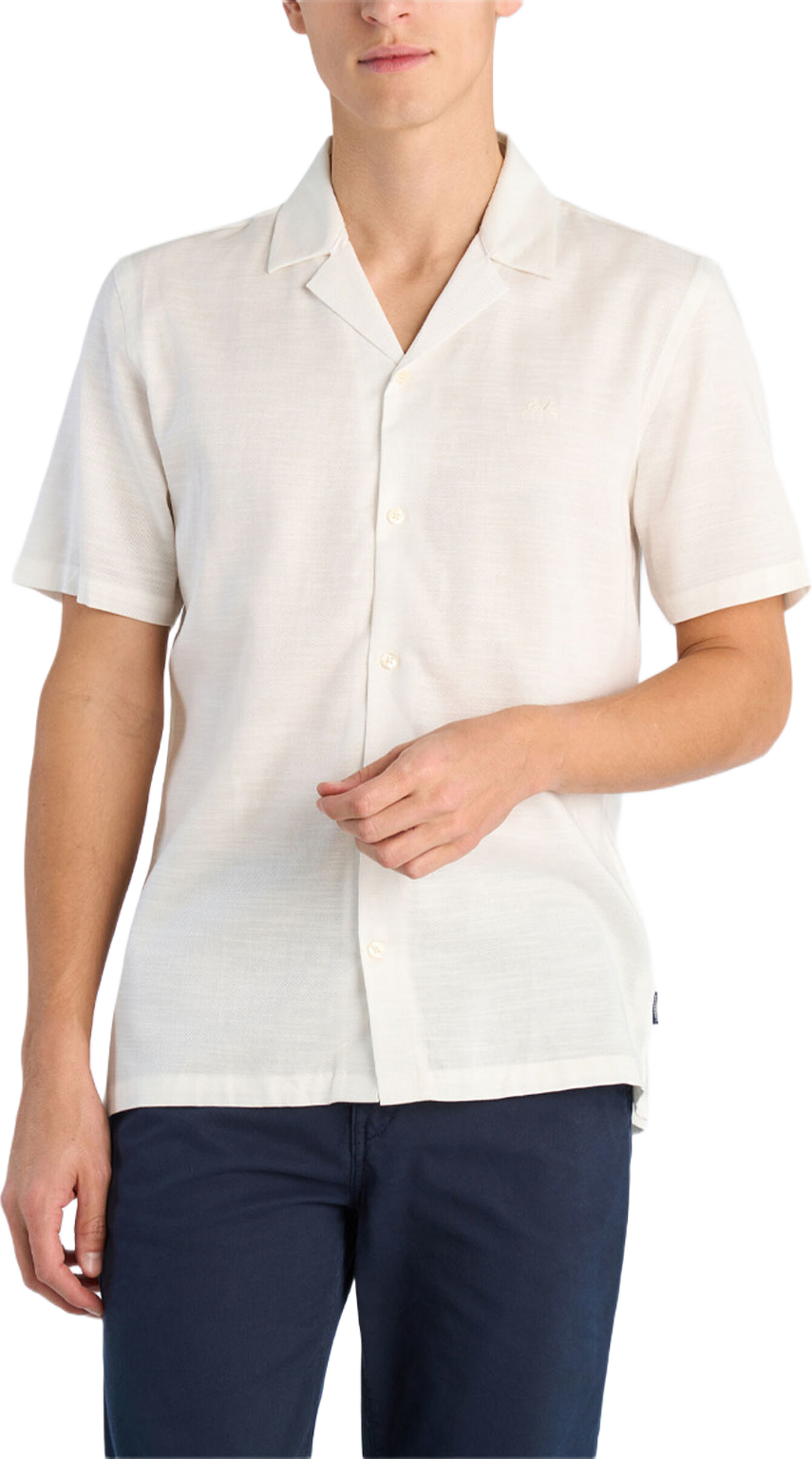 Lyocell blend resort Shirt S/S, från Lindbergh, i färgen Off White. Klicka för att öppna bilden i stort format