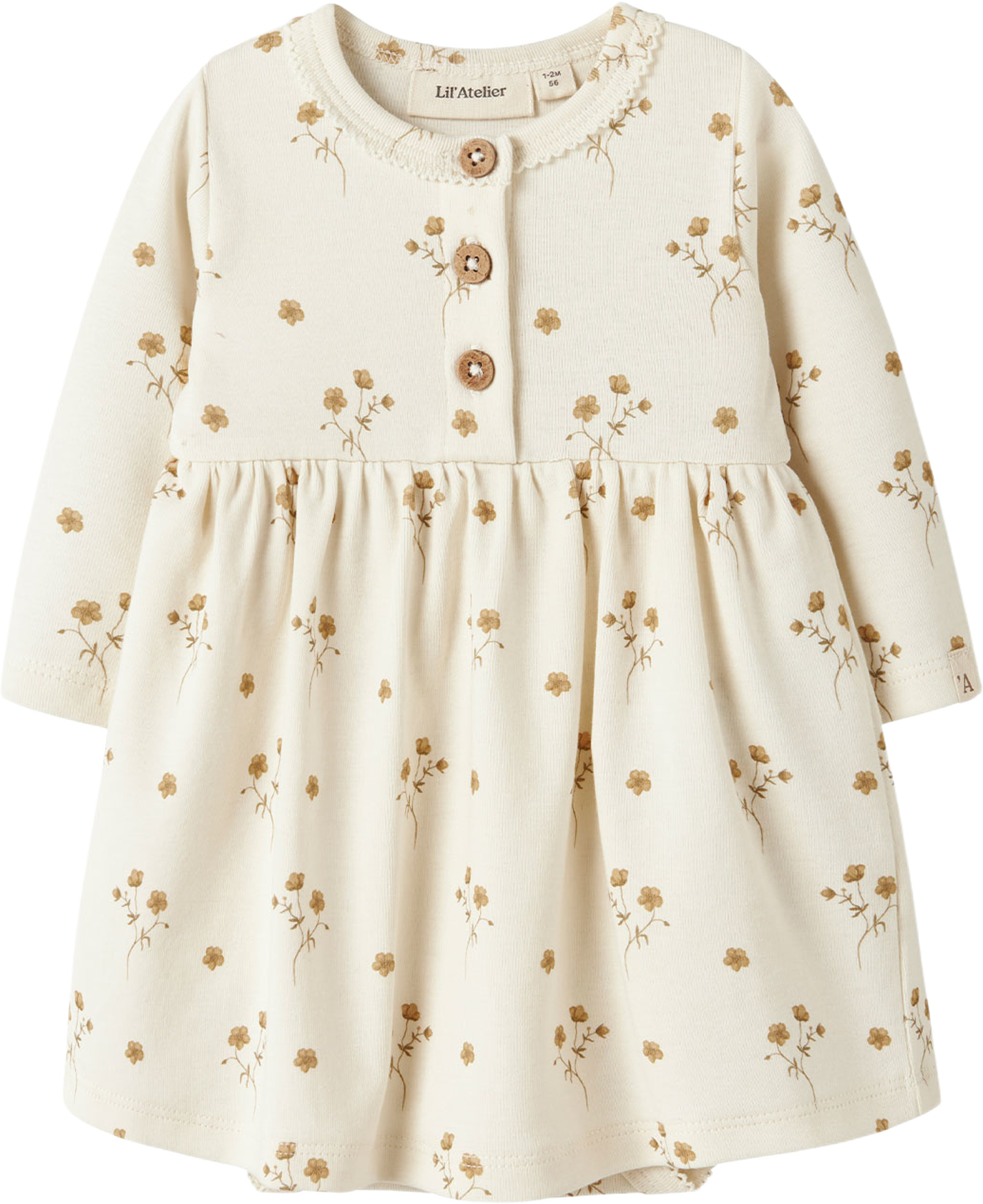 NBFLAYO SIF LS BODY DRESS LIL, från Lil'Atelier, i färgen Coconut Milk Flower Yellow. Klicka för att öppna bilden i stort format