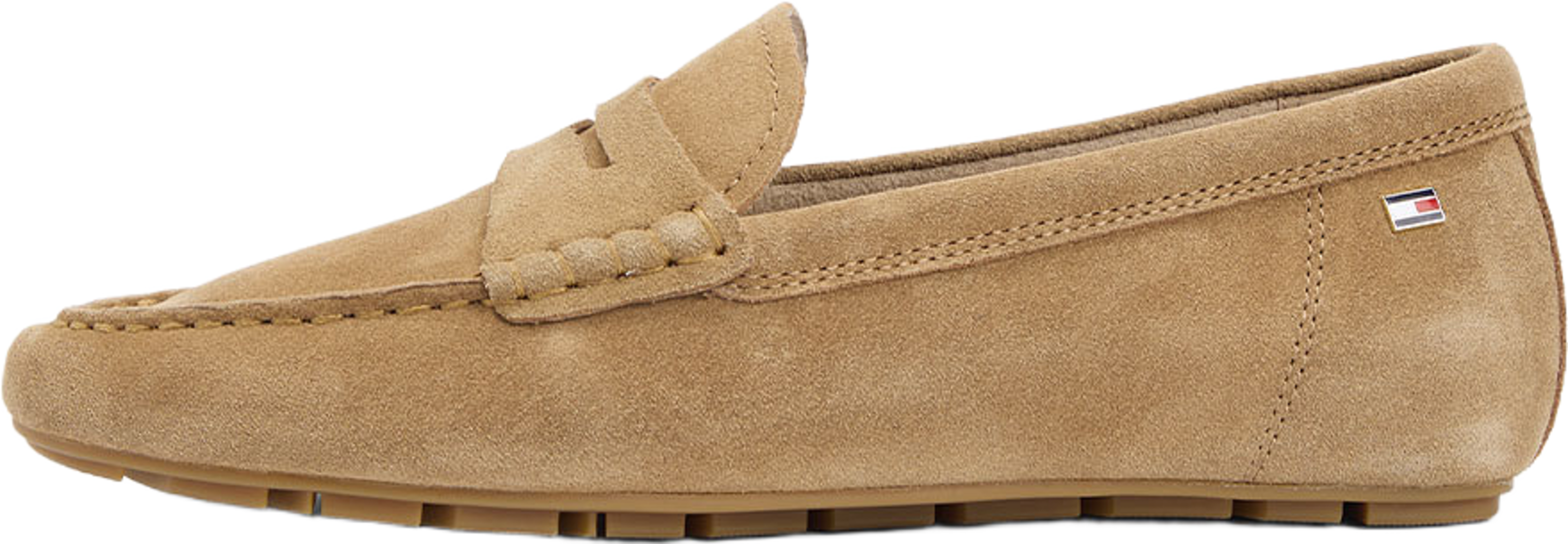 FLAG SOFT SUEDE DRIVER LOAFER, från Tommy Hilfiger, i färgen Safari Canvas. Klicka för att öppna bilden i stort format