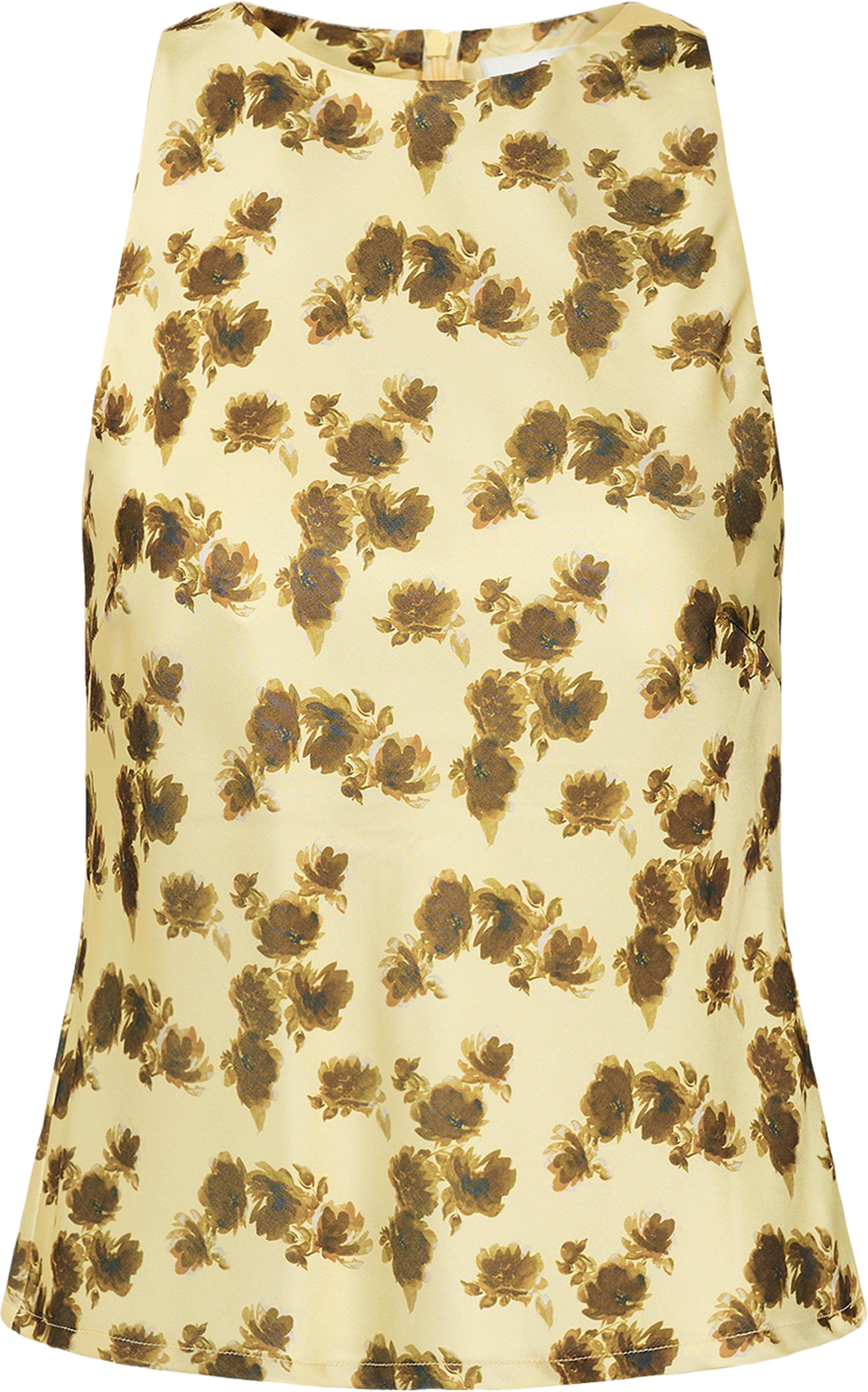GZchery P blouse, från Gestuz, i färgen Lemon Yellow Olive Flower. Klicka för att öppna bilden i stort format