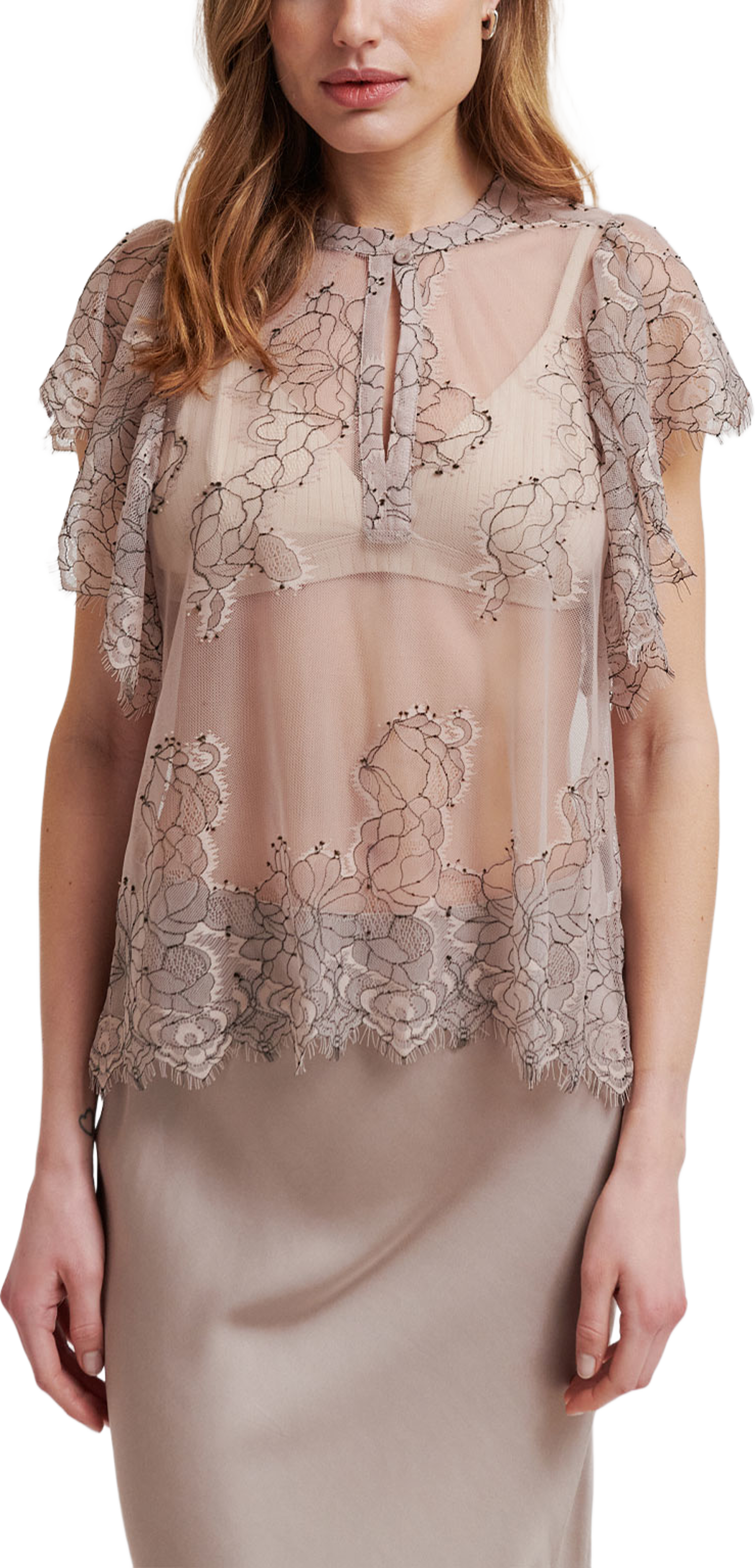 Savoya Lace Blouse, från Second Female, i färgen Plaza Taupe. Klicka för att öppna bilden i stort format