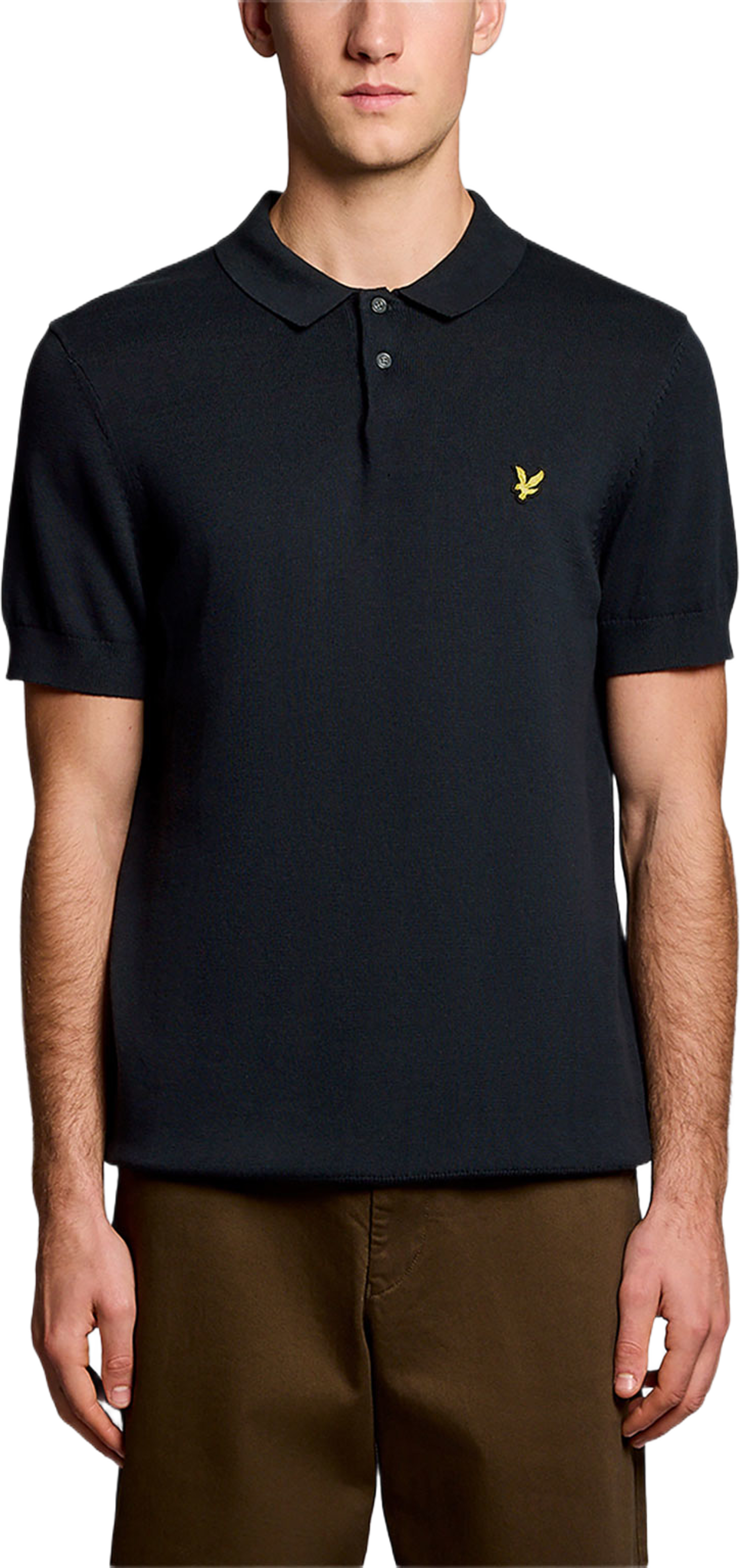Cotton Short Sleeve Knitted Polo, från Lyle & Scott, i färgen Dark Navy. Klicka för att öppna bilden i stort format