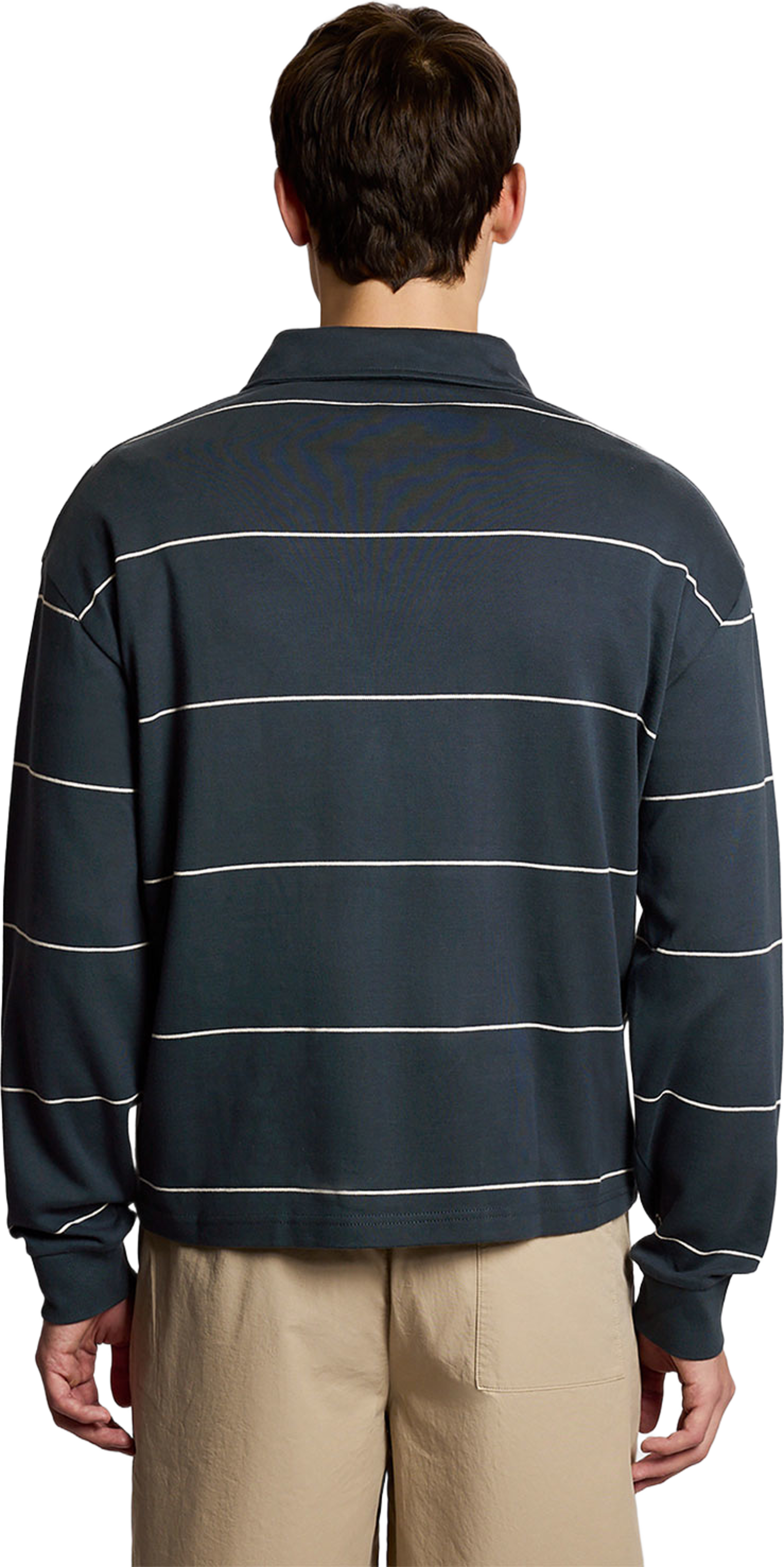 Stripe Collared Sweatshirt, från Lyle & Scott, i färgen Carbon/Light Grey Marl. Klicka för att öppna bilden i stort format