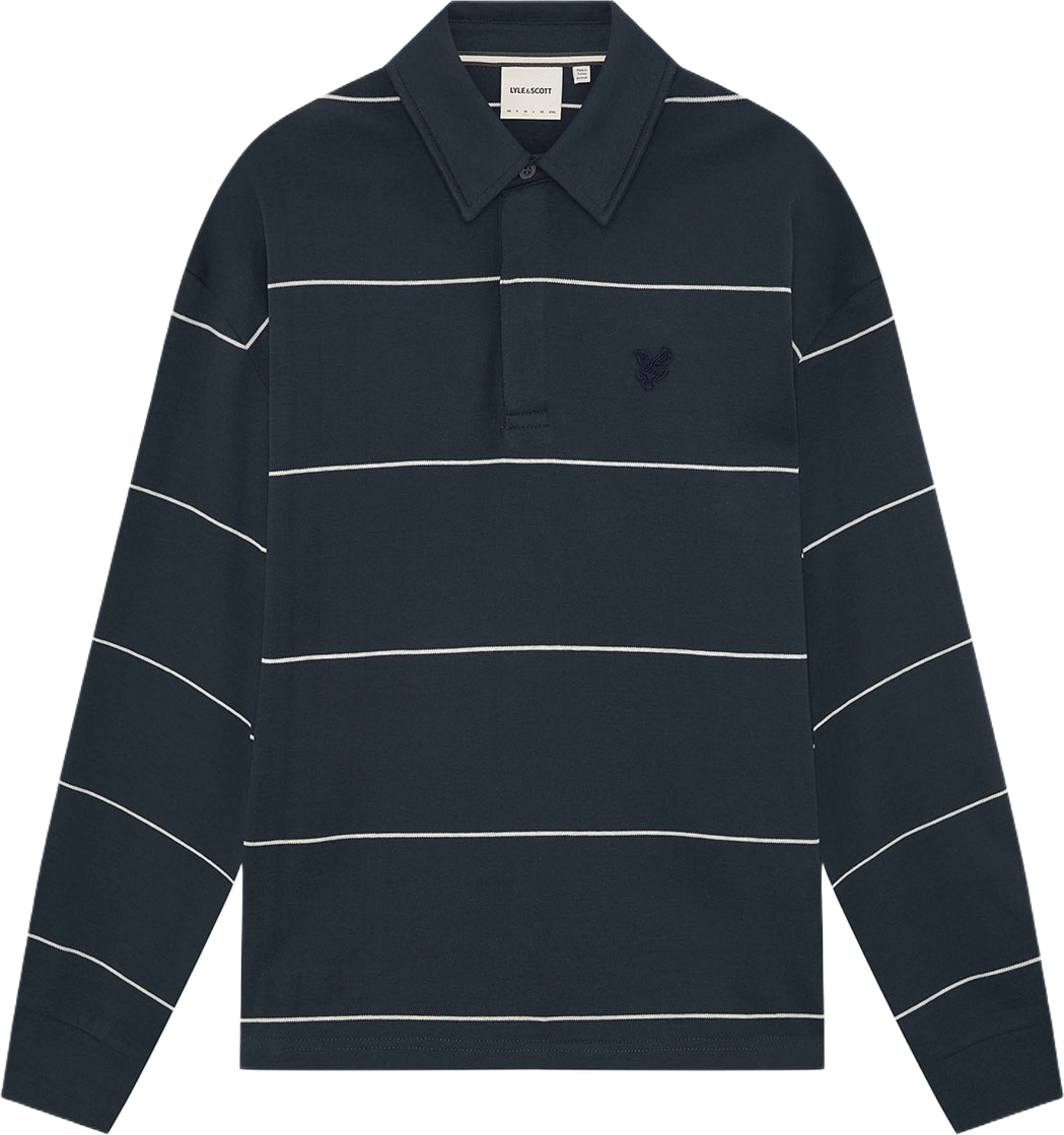 Stripe Collared Sweatshirt, från Lyle & Scott, i färgen Carbon/Light Grey Marl. Klicka för att öppna bilden i stort format