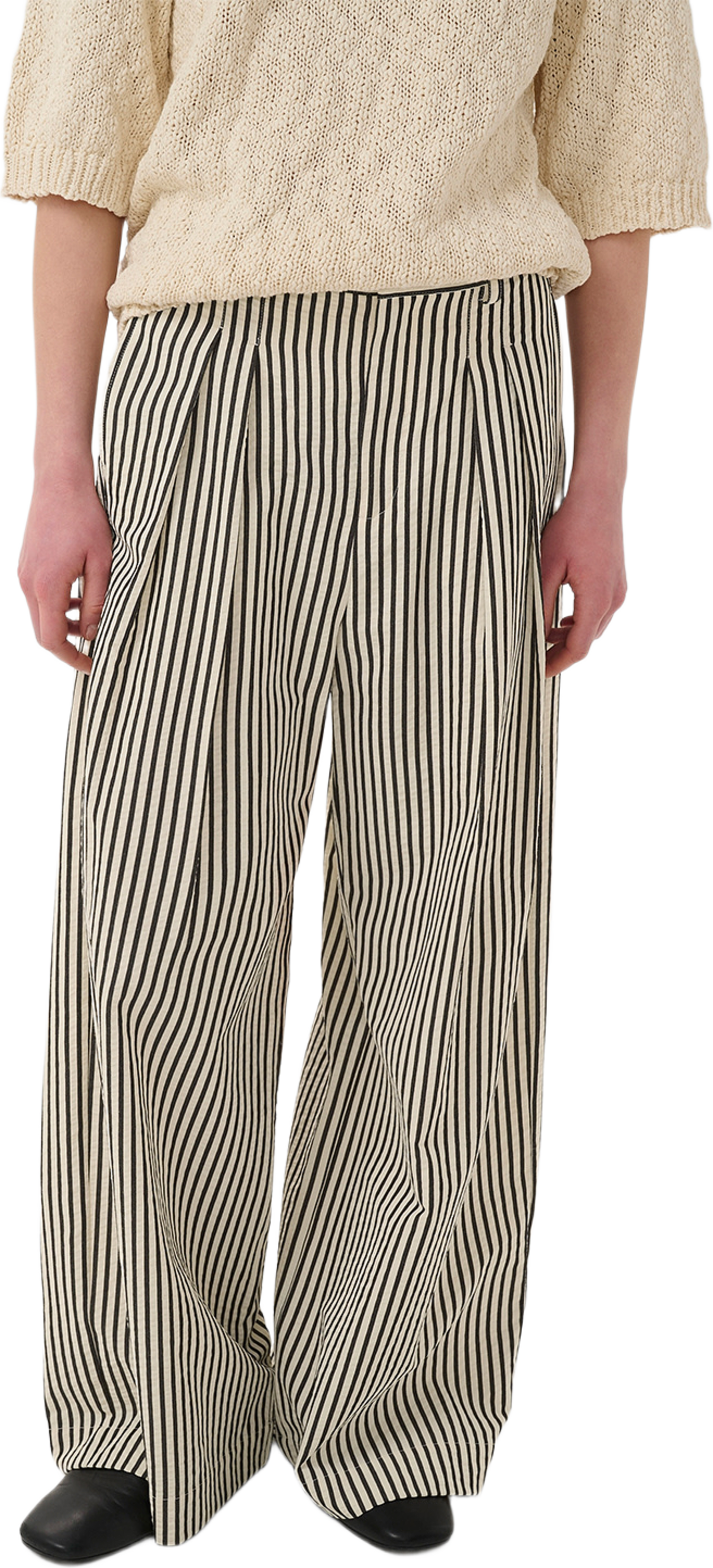 GarboIW Pants, från Inwear, i färgen Vanilla / Black Stripe. Klicka för att öppna bilden i stort format