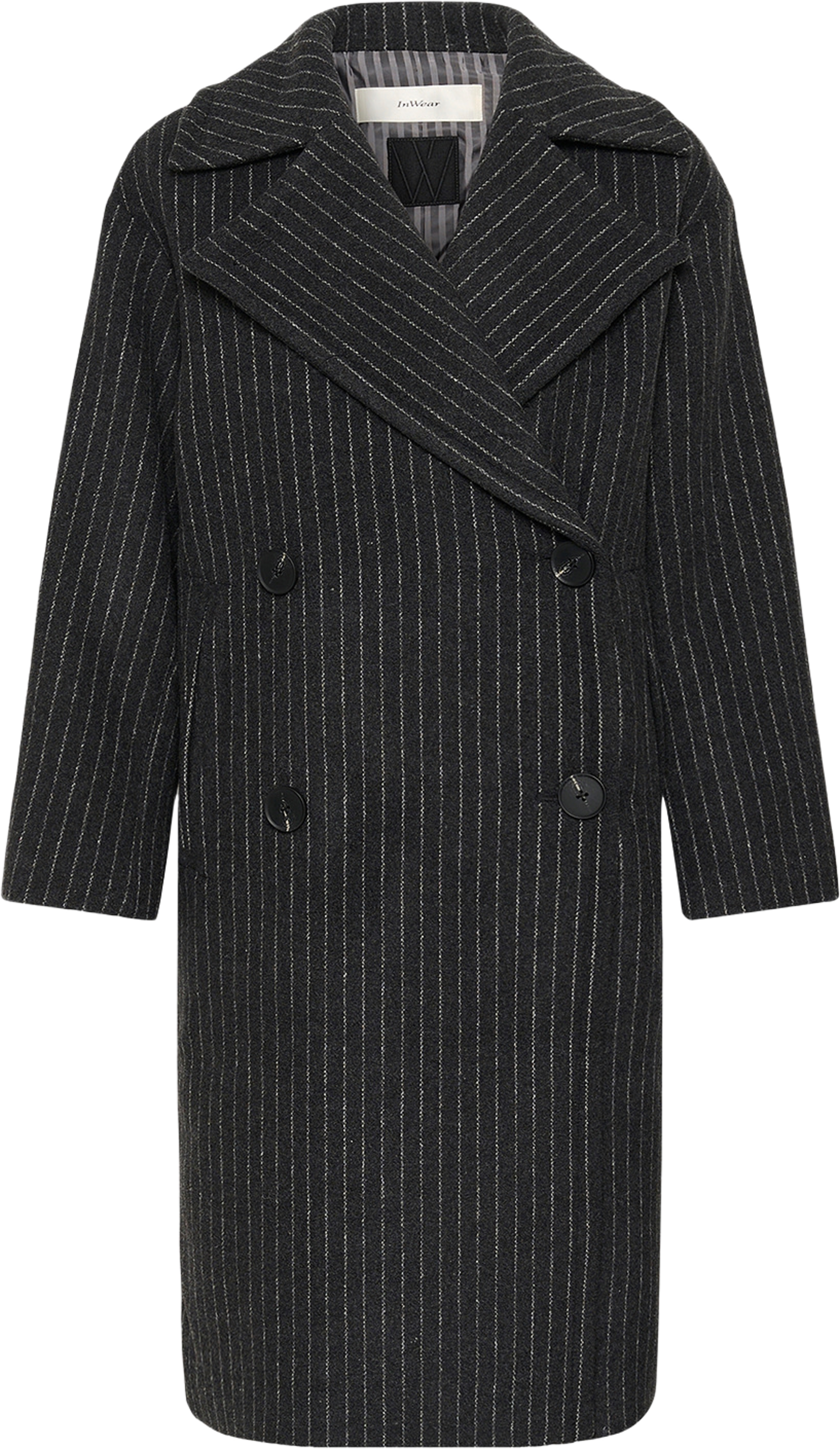 ZORAHIW DB COAT PINSTRIPED, från Inwear, i färgen Dark Grey Melange Pinstripe. Klicka för att öppna bilden i stort format