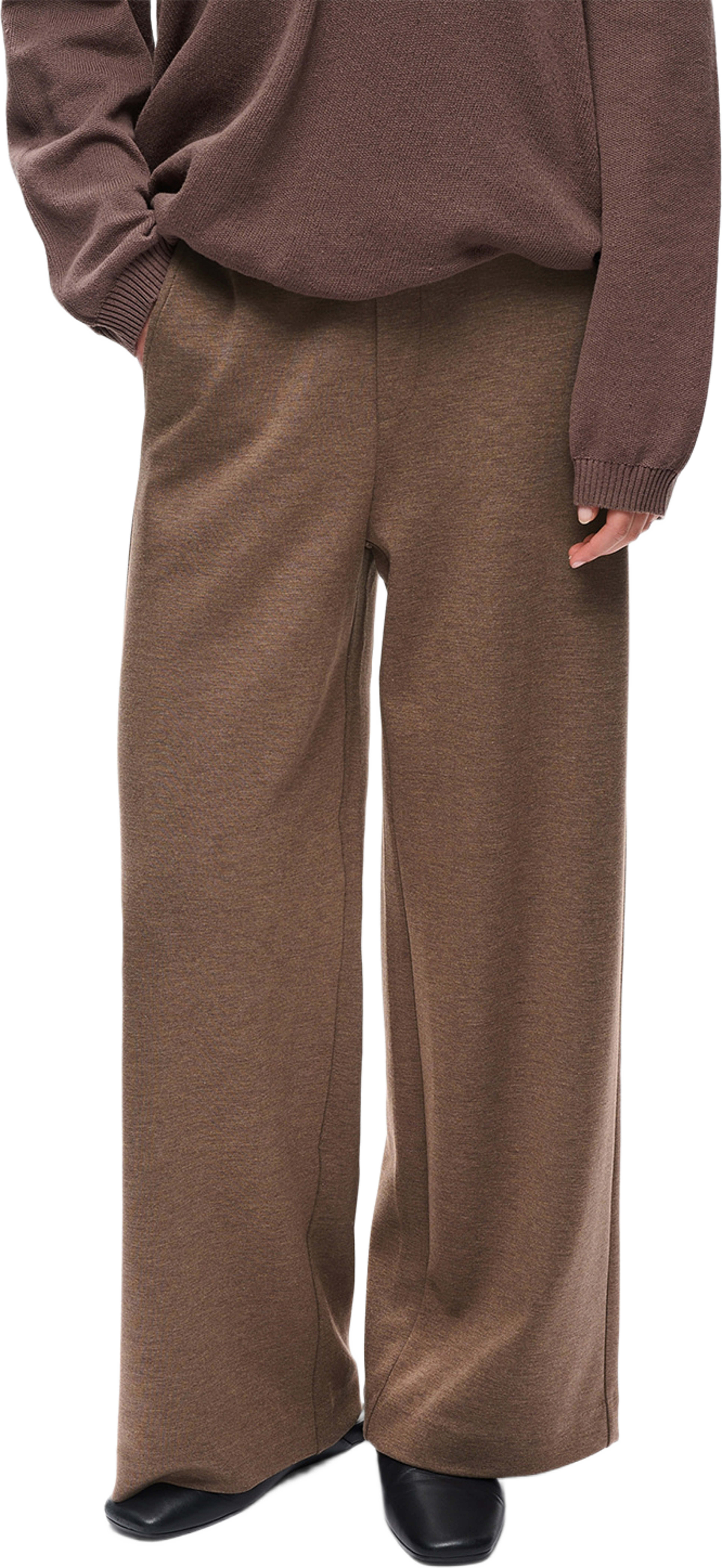 GincetteIW Melange Pants, från Inwear, i färgen Coffee Quartz Melange. Klicka för att öppna bilden i stort format