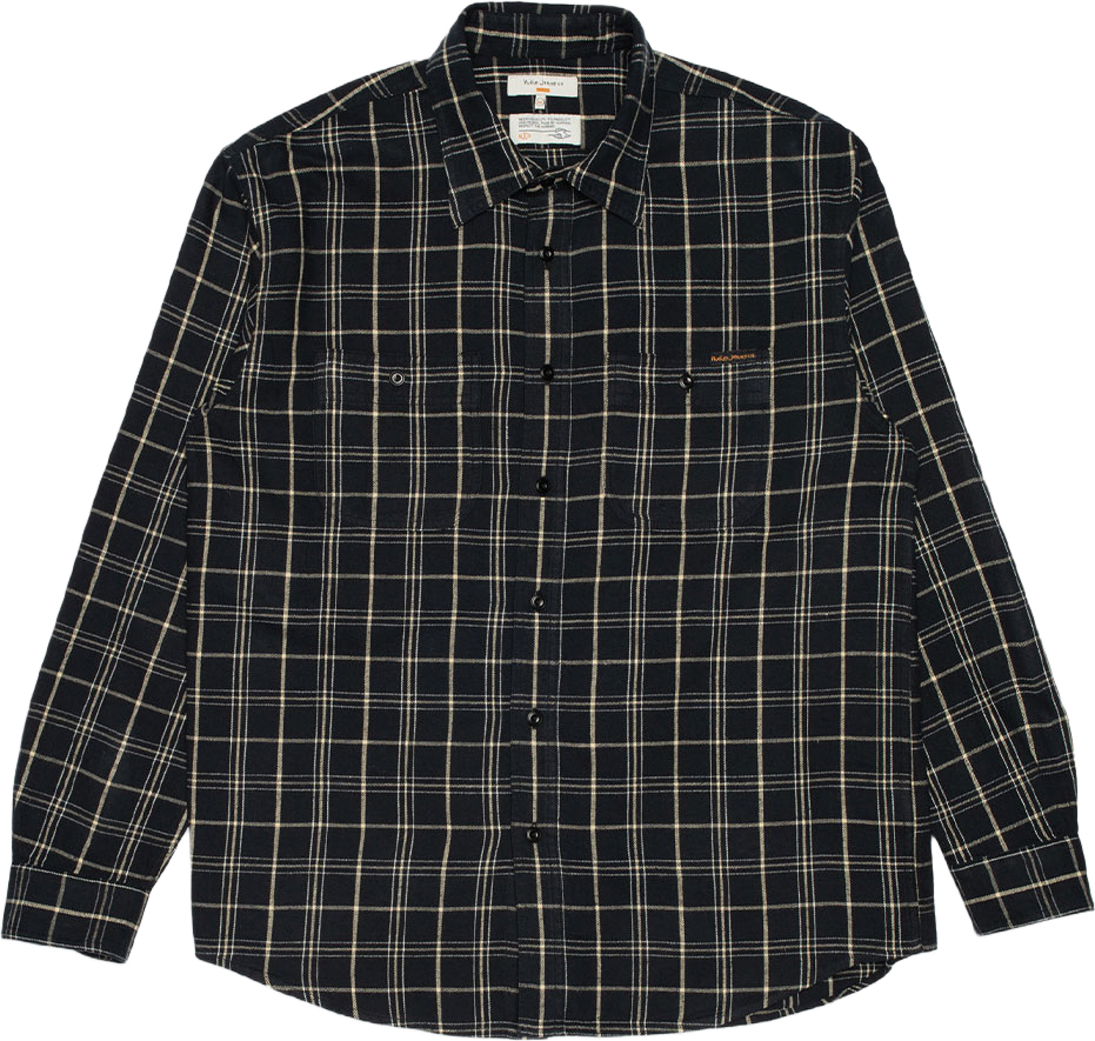 Julian Worker Shirt Checked, från Nudie Jeans, i färgen Black. Klicka för att öppna bilden i stort format