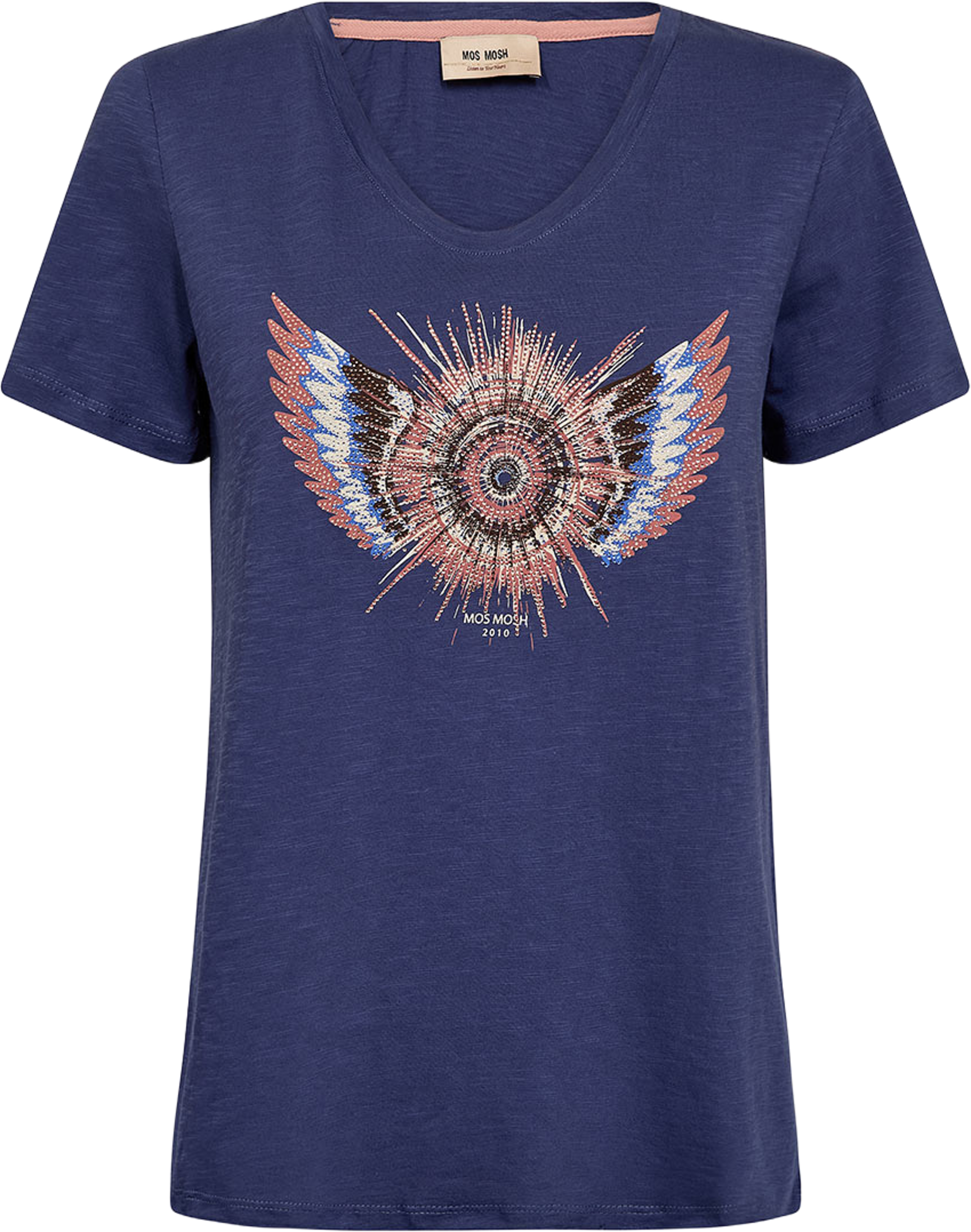 Romi Gethi O-SS Glam Tee, från Mos Mosh, i färgen Crown Blue. Klicka för att öppna bilden i stort format