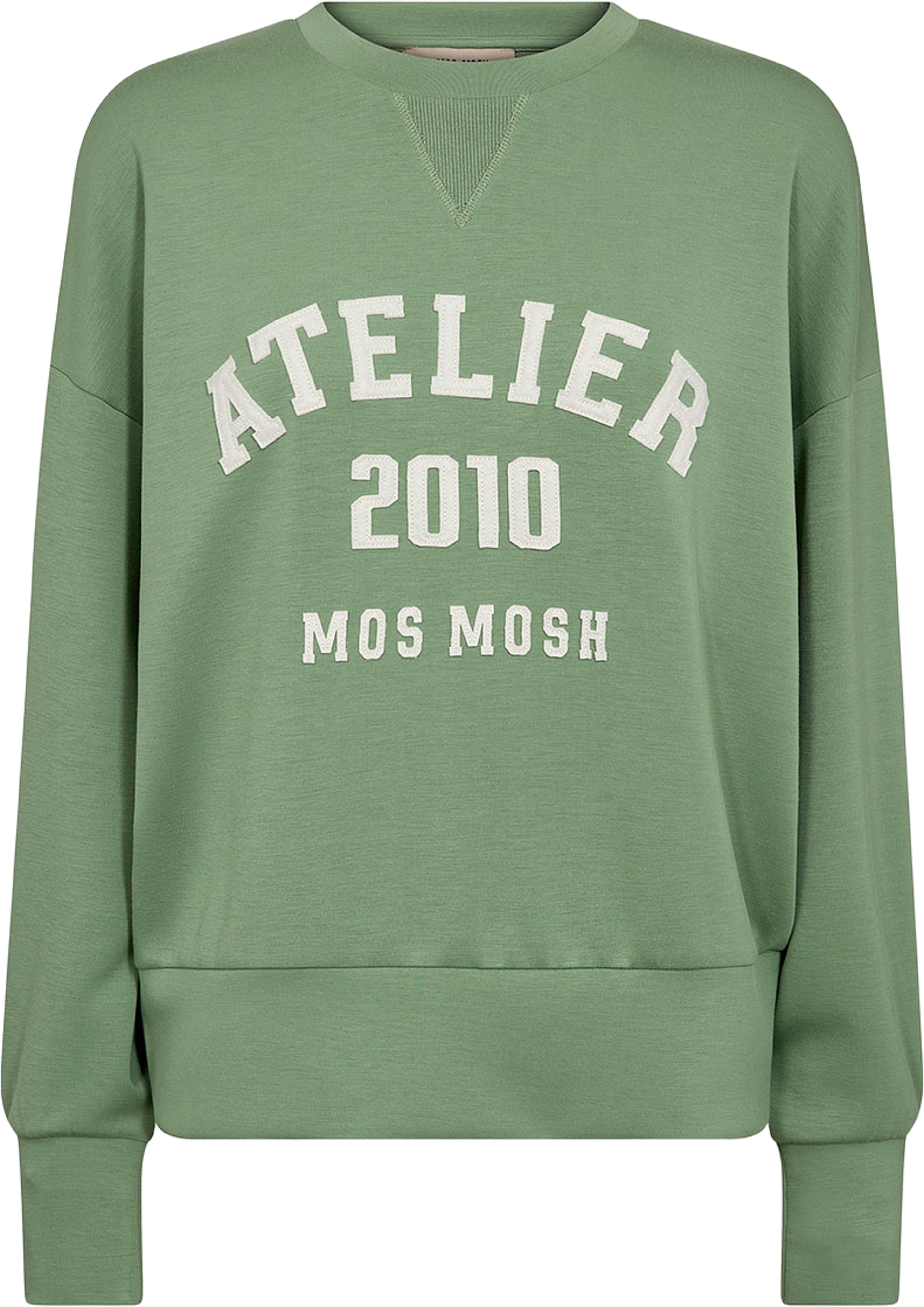 Nima O-LS  Sweatshirt, från Mos Mosh, i färgen Turf Green. Klicka för att öppna bilden i stort format