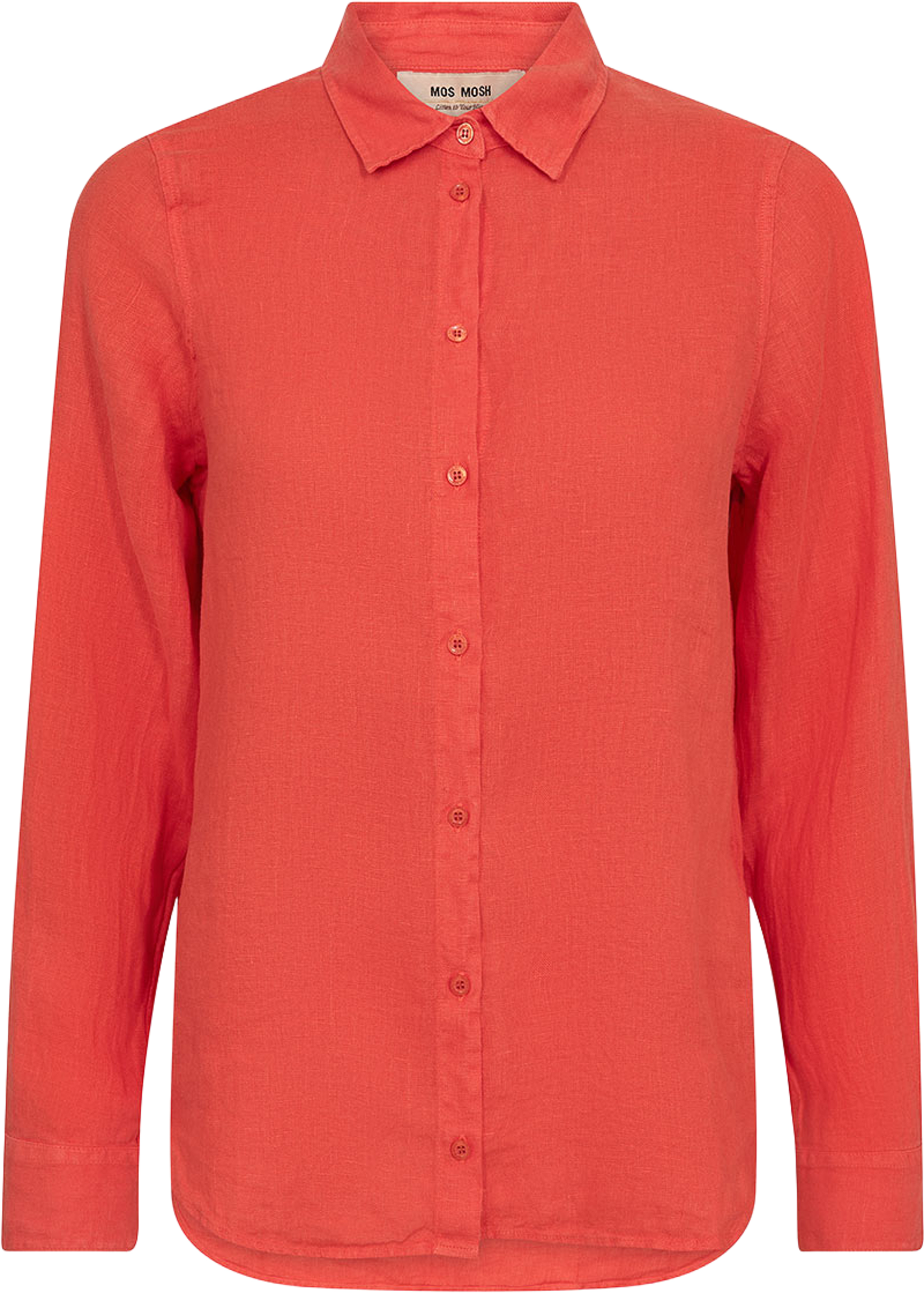 Martina Linen Shirt, från Mos Mosh, i färgen Spicy Orange. Klicka för att öppna bilden i stort format