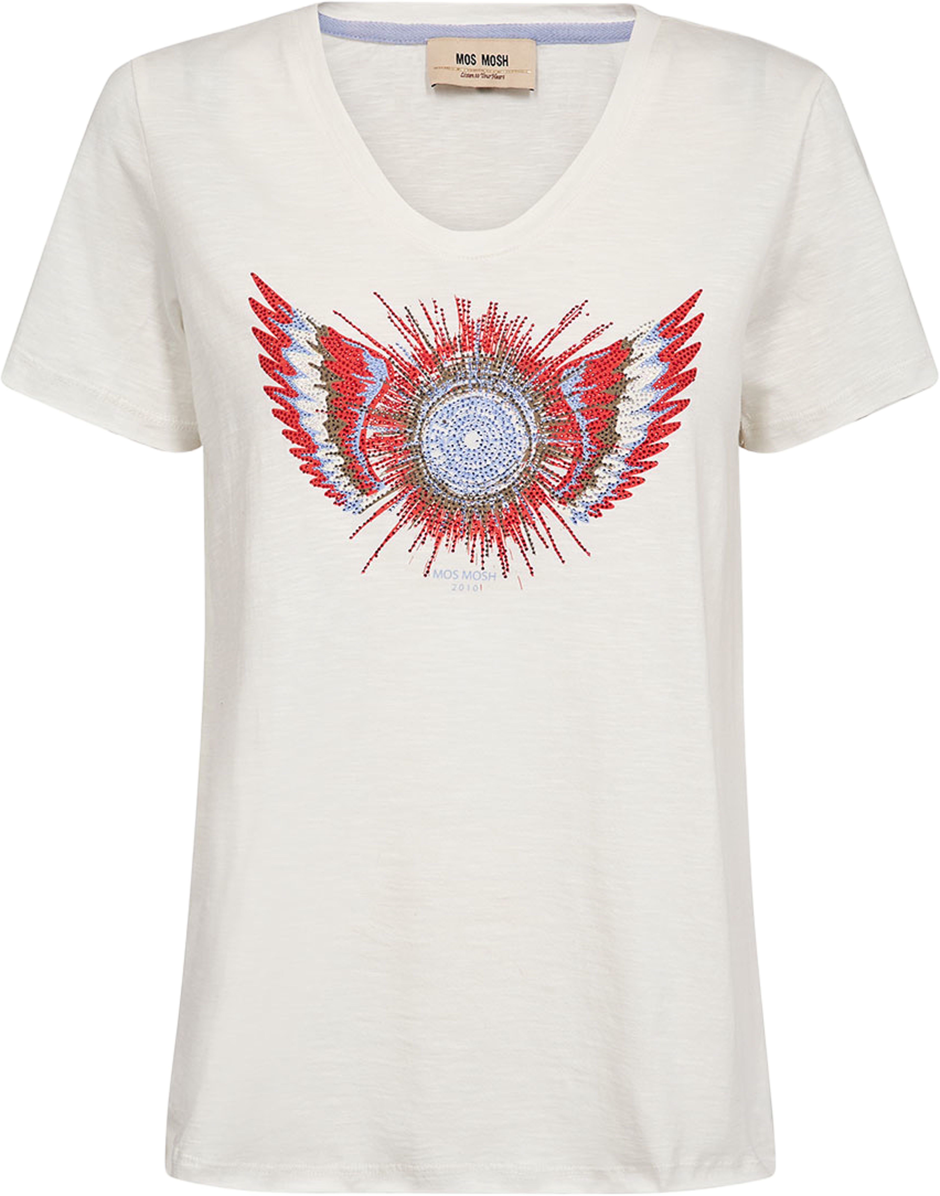 Romi Gethi O-SS Glam Tee, från Mos Mosh, i färgen Ecru. Klicka för att öppna bilden i stort format