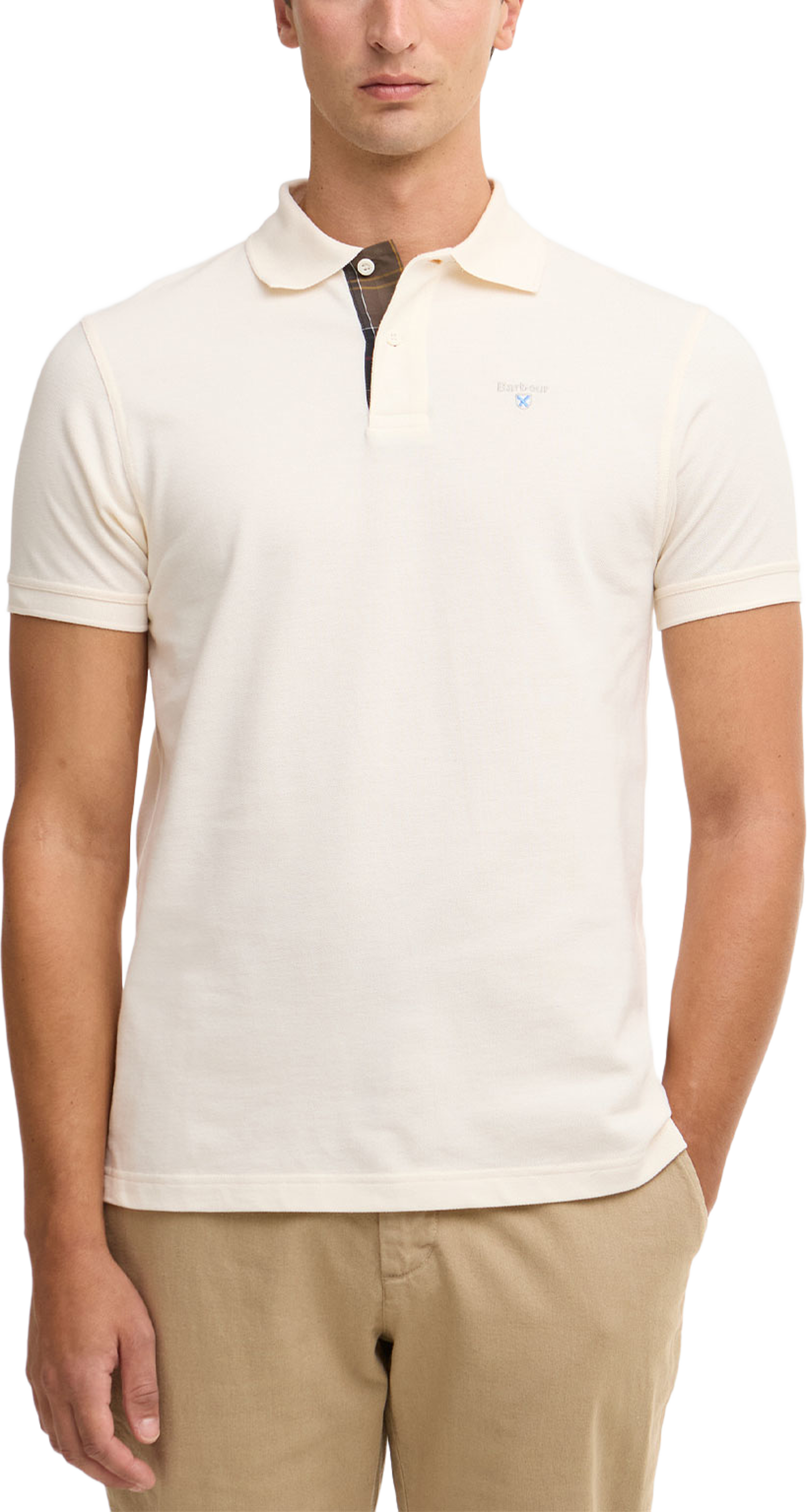 Tartan Pique Polo, från Barbour, i färgen Whisper White/C. Klicka för att öppna bilden i stort format
