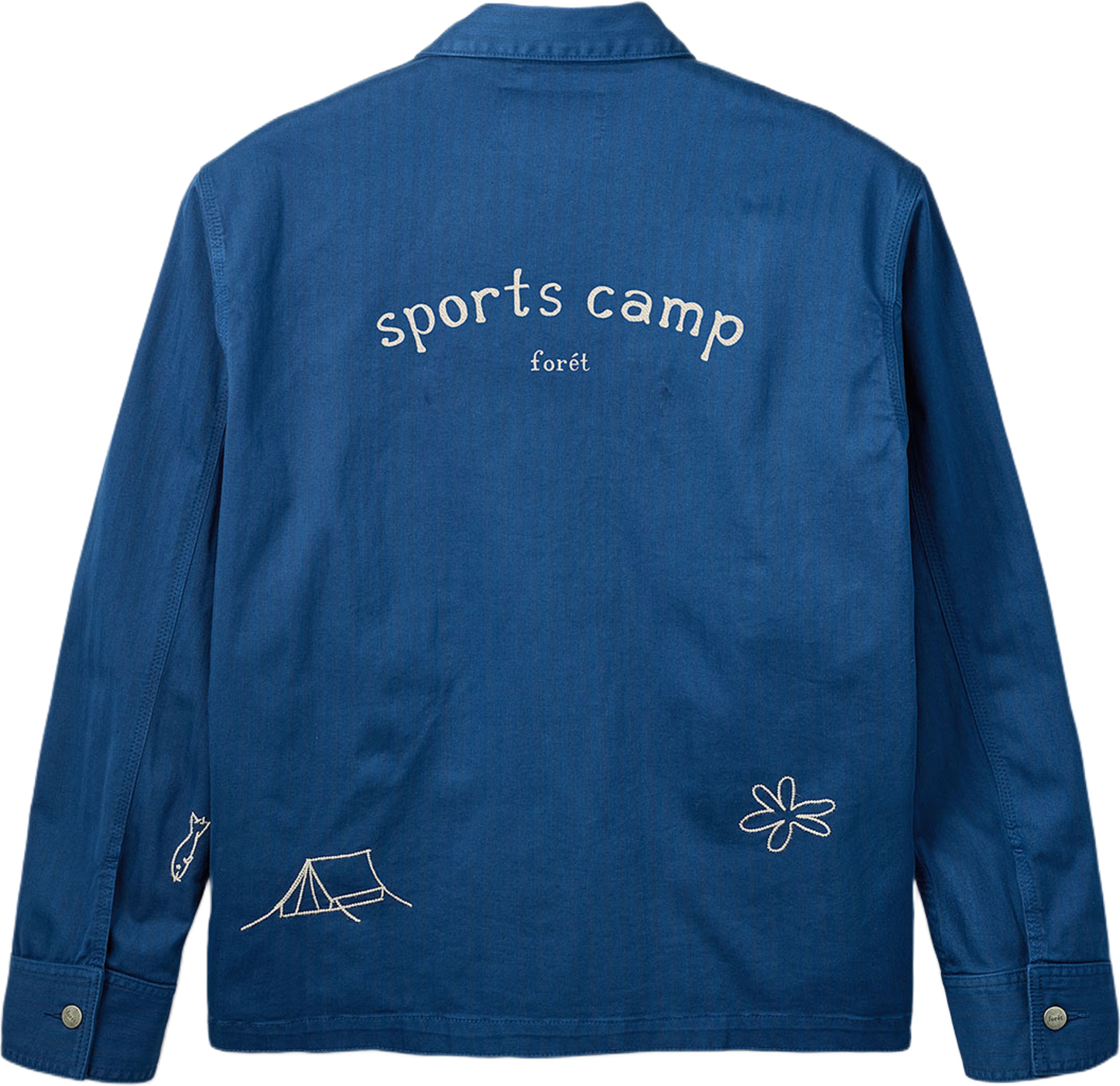 FORAGER EMBROIDERED OVERSHIRT, från Forét, i färgen Heritage Blue. Klicka för att öppna bilden i stort format