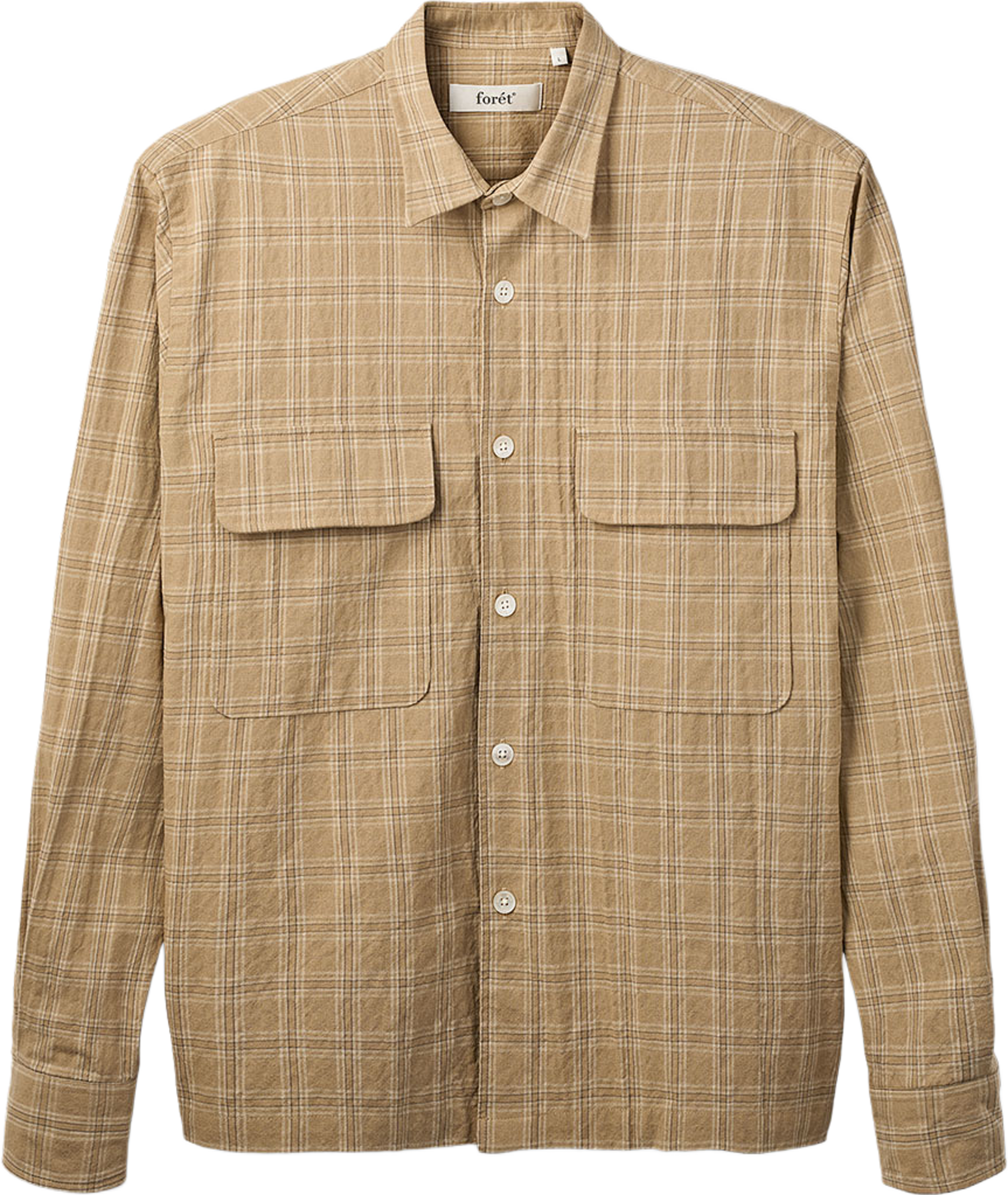 LUNAR RELAXED FIT TEXTURED OVERSHIRT, från Forét, i färgen Khaki Check. Klicka för att öppna bilden i stort format