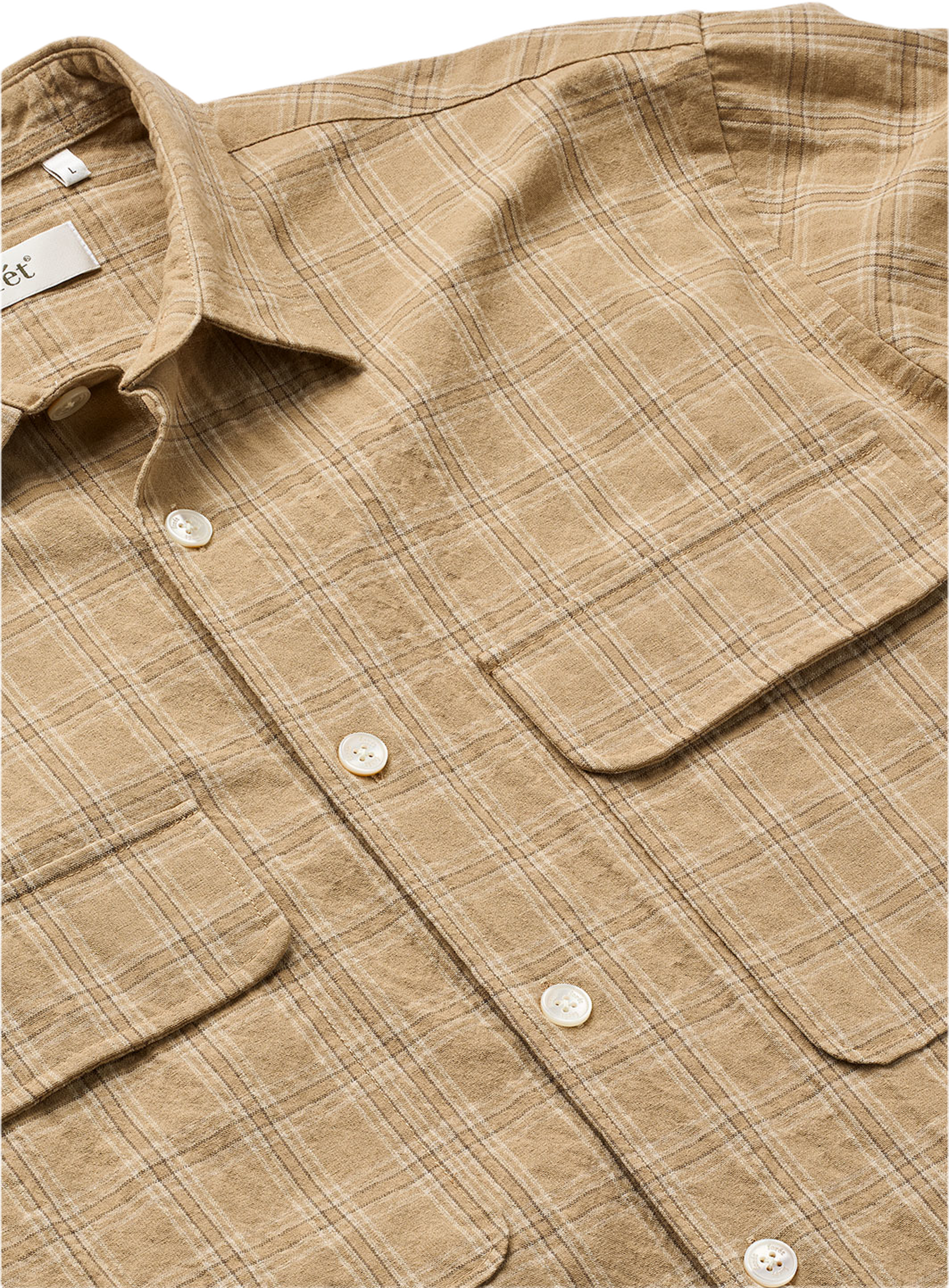 LUNAR RELAXED FIT TEXTURED OVERSHIRT, från Forét, i färgen Khaki Check. Klicka för att öppna bilden i stort format