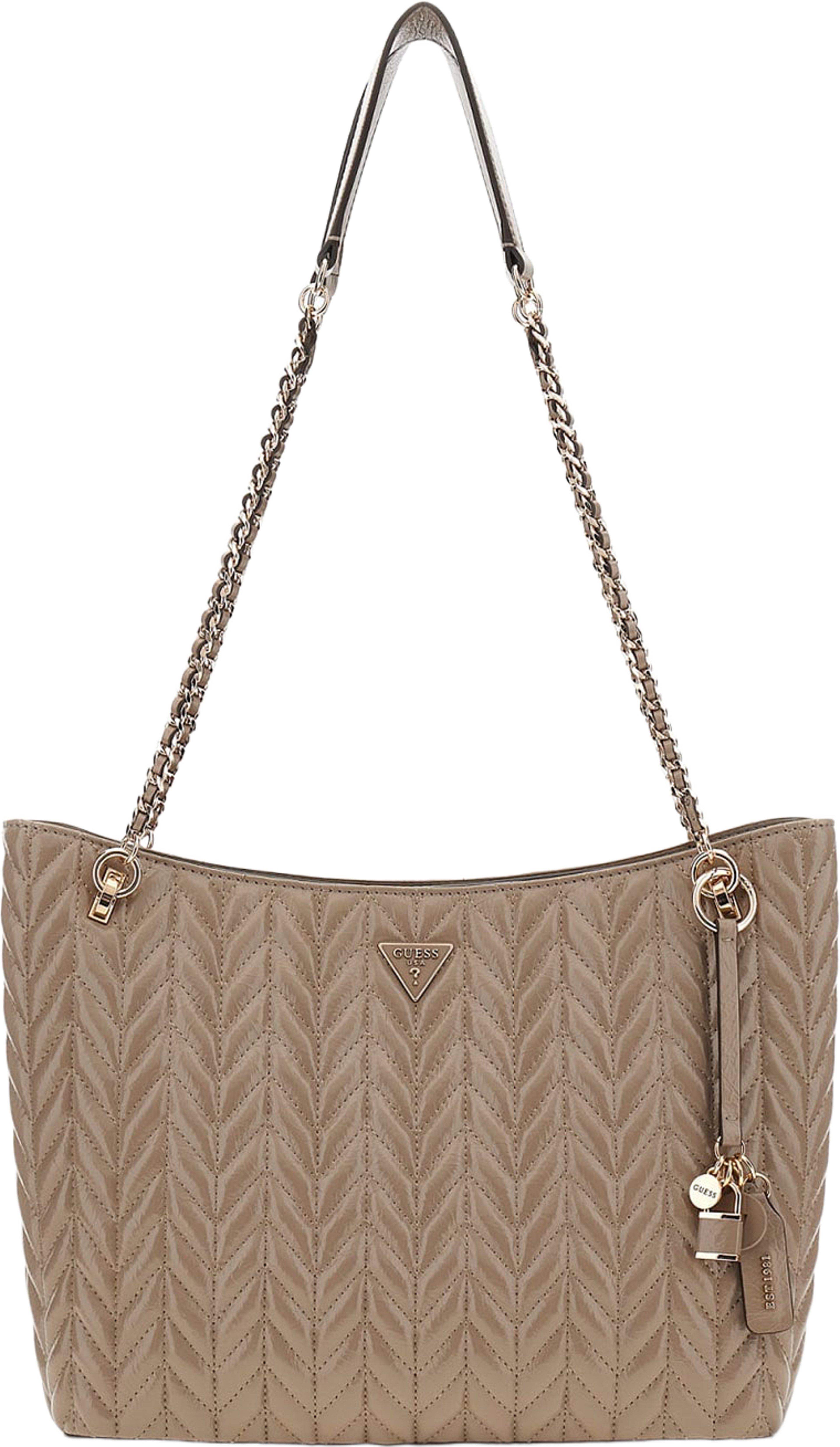 CHERYL 2 COMP TOTE, från Guess, i färgen Dark Taupe. Klicka för att öppna bilden i stort format