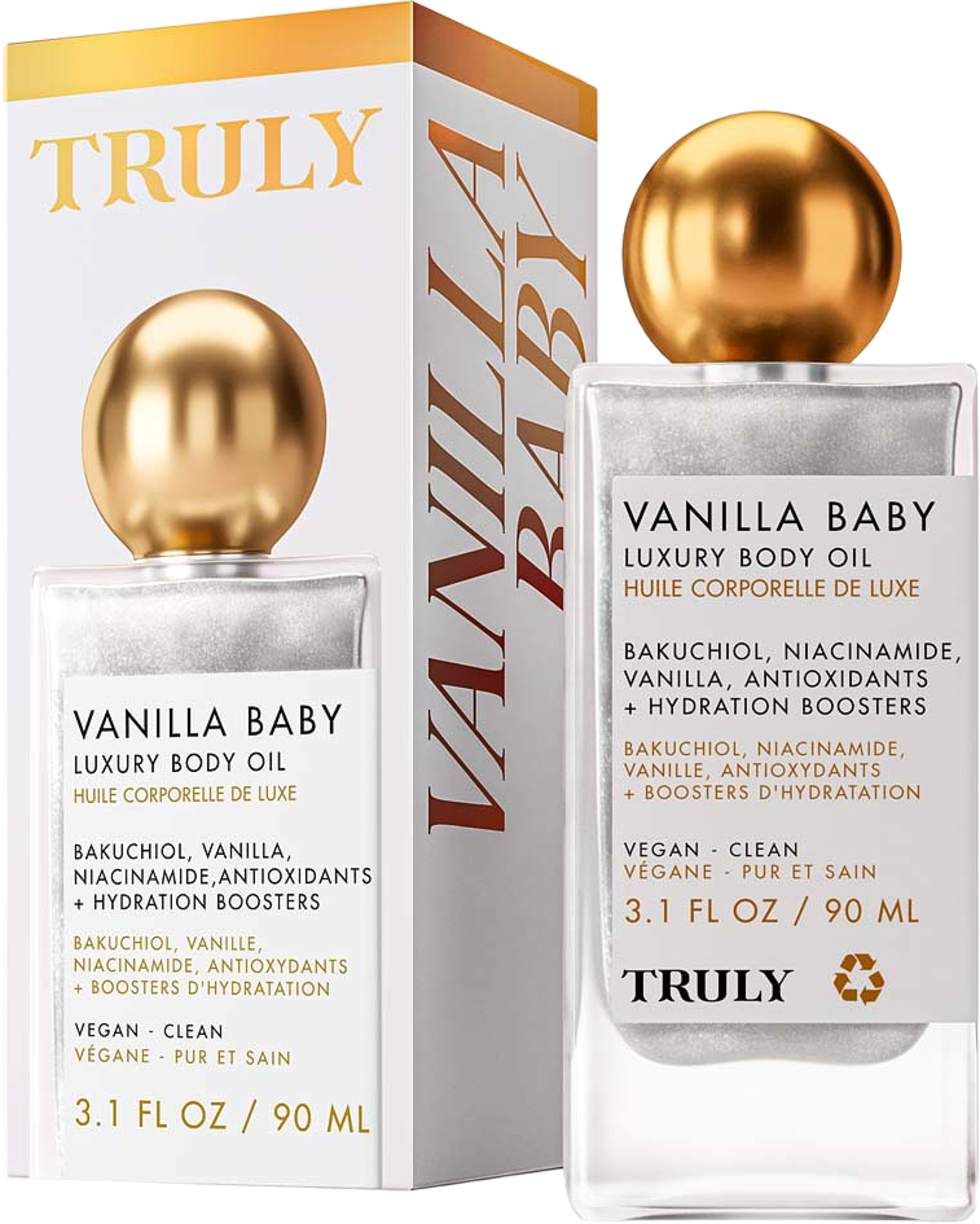 Vanilla Baby Body Oil, från Truly Beauty. Klicka för att öppna bilden i stort format