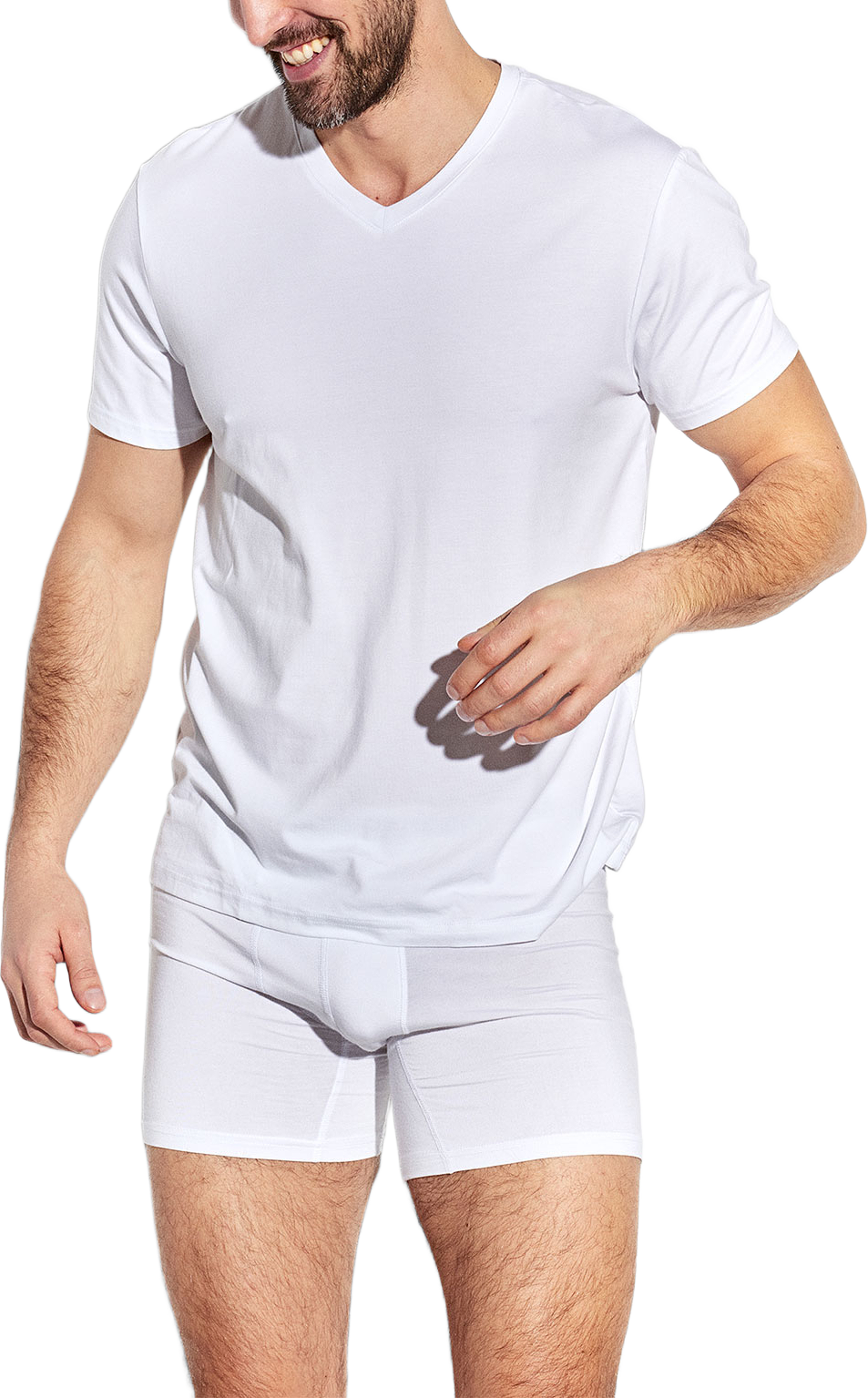 V-Ringad T-Shirt, från Panos Emporio, i färgen White. Klicka för att öppna bilden i stort format
