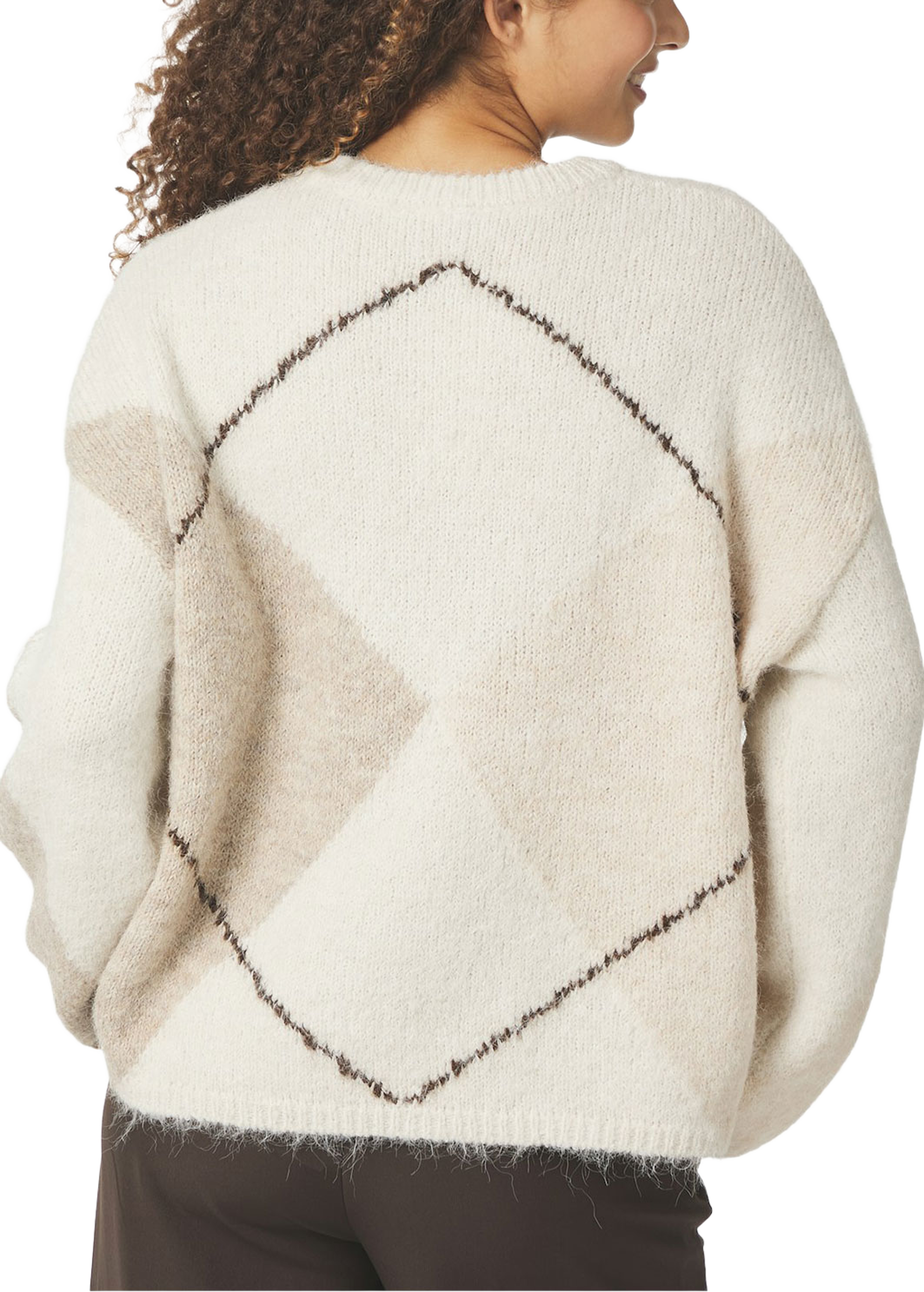 Inga Check Fluff Knit Blouse, från Neo Noir, i färgen Creme. Klicka för att öppna bilden i stort format