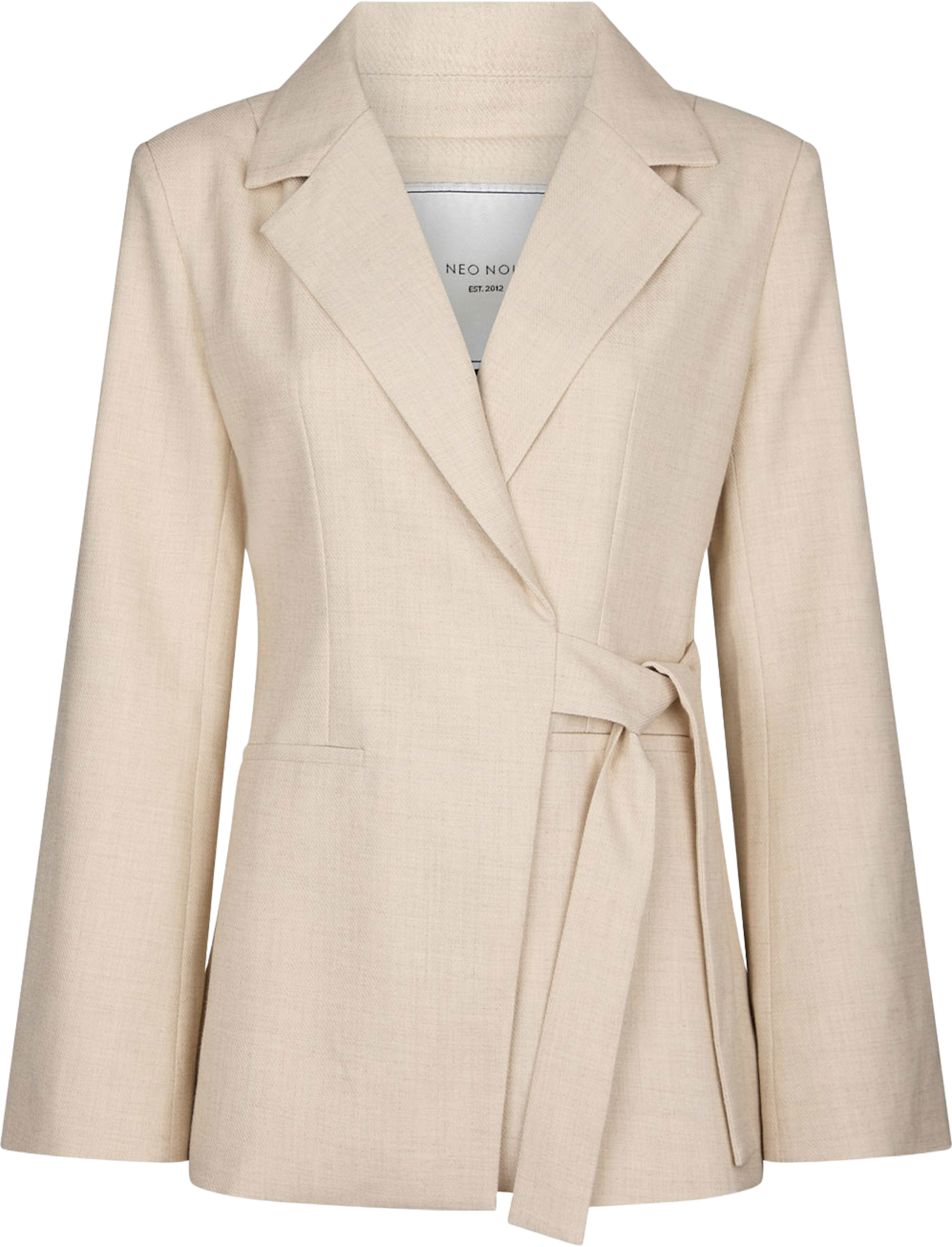 Carmia Melange Tie Blazer, från Neo Noir, i färgen Beige Melange. Klicka för att öppna bilden i stort format