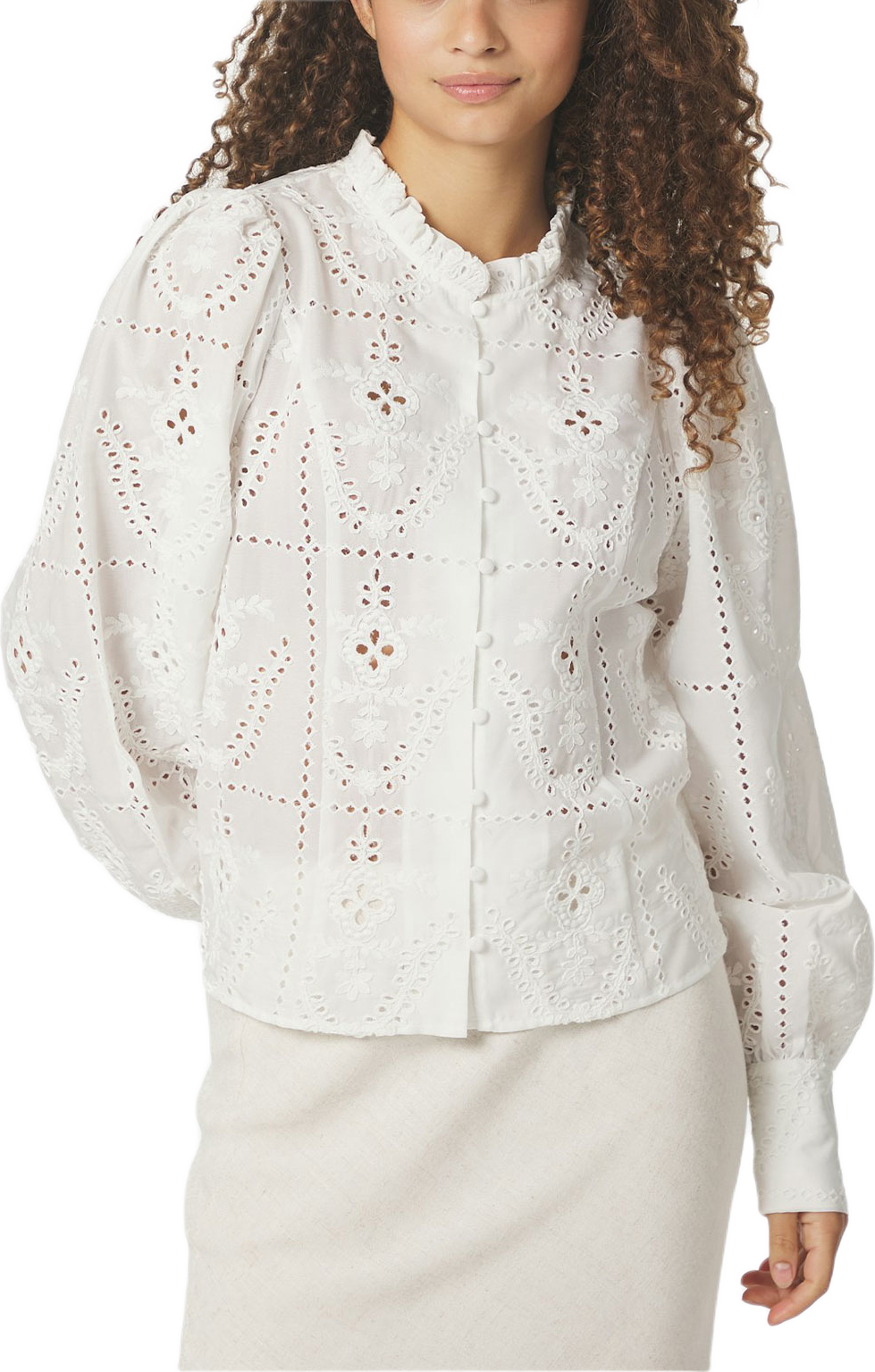 Gilda Embroidery Blouse, från Neo Noir, i färgen White. Klicka för att öppna bilden i stort format