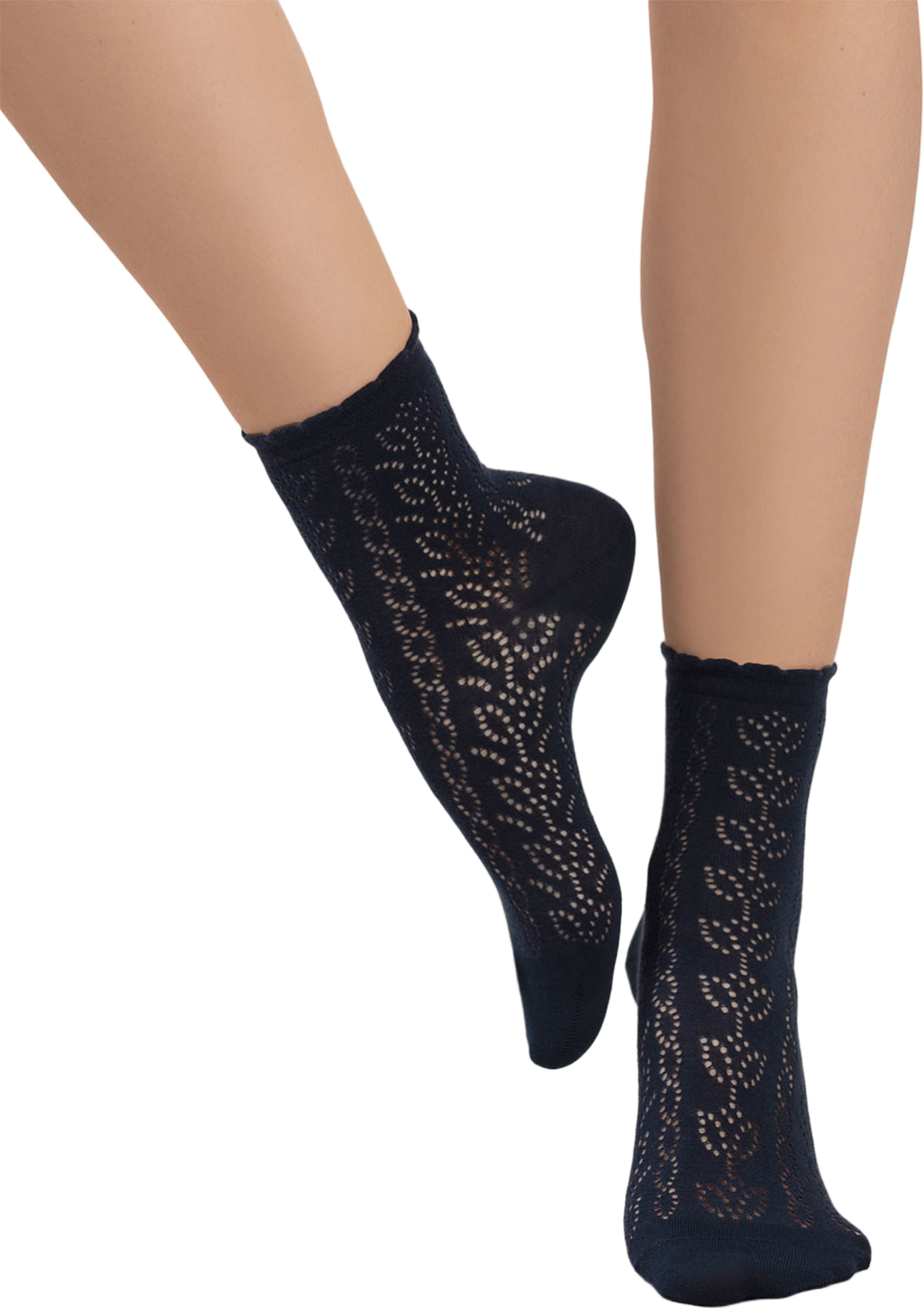 Socka i spets, från BleuForêt, i färgen Marine. Klicka för att öppna bilden i stort format