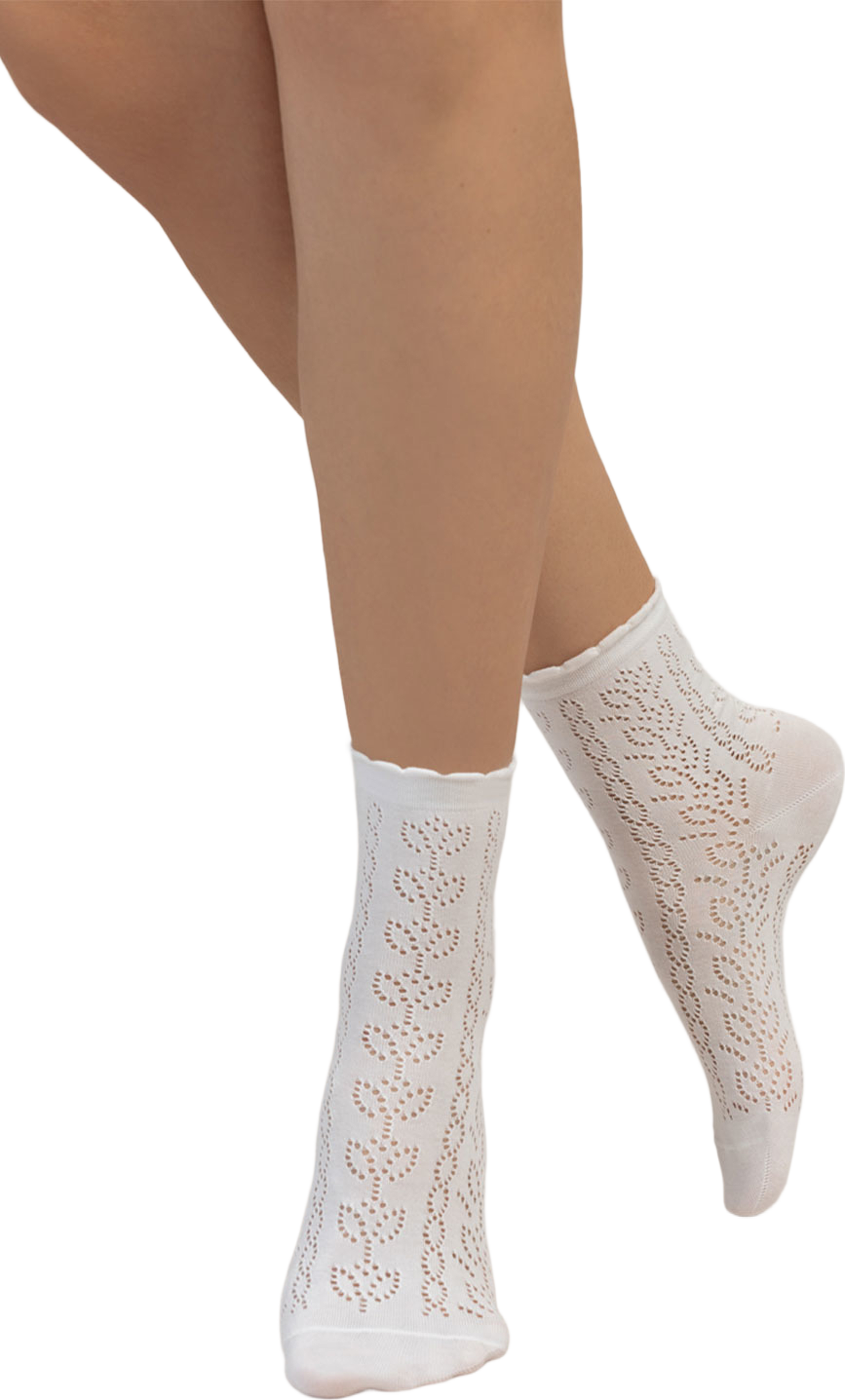 Socka i spets, från BleuForêt, i färgen Blanc. Klicka för att öppna bilden i stort format