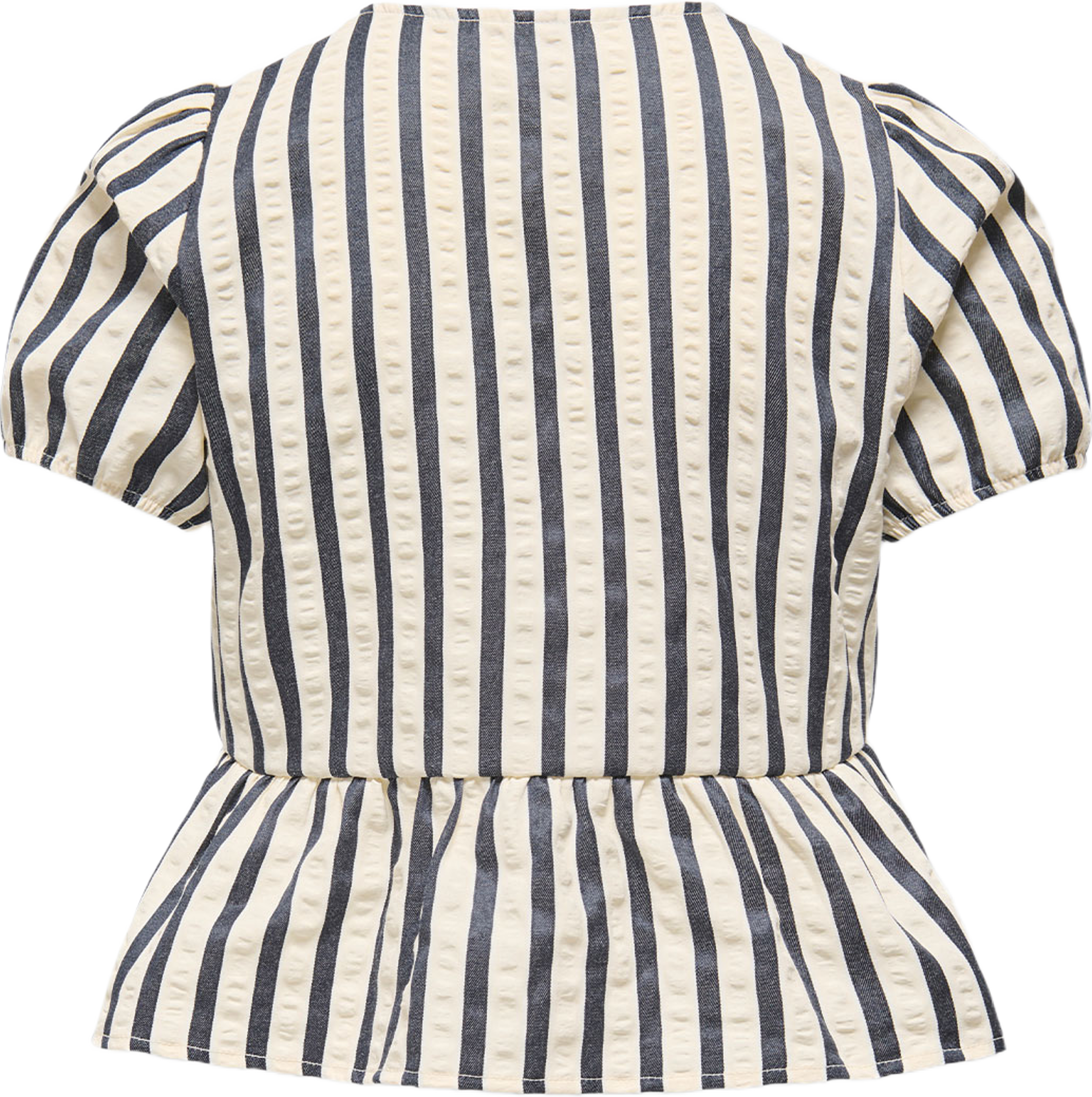 KOGMILANI BOW SHIRT, från Only, i färgen Night Sky Cloud Dancer/Birch. Klicka för att öppna bilden i stort format