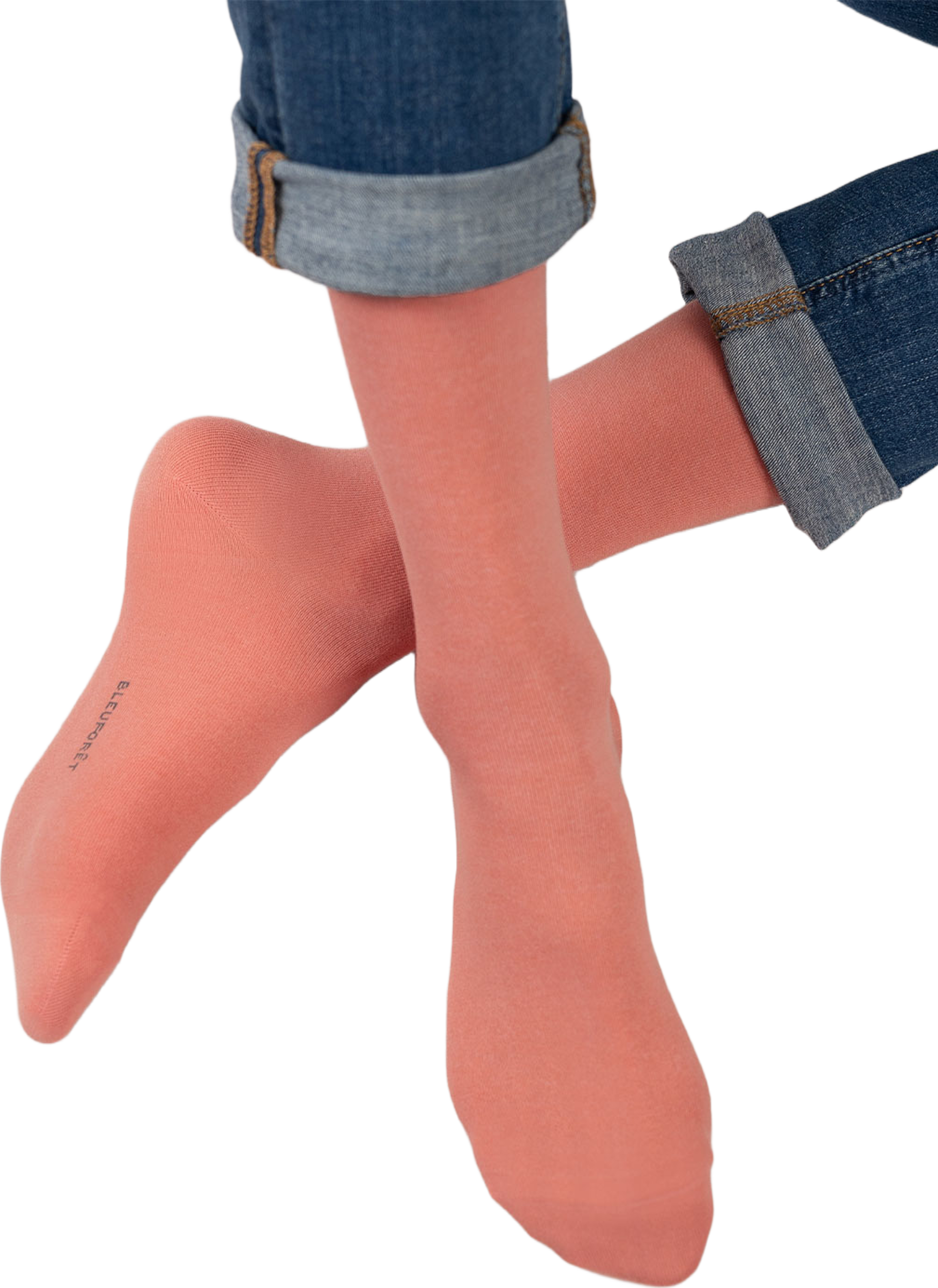 Socka, egyptisk bomull, från BleuForêt, i färgen Corail. Klicka för att öppna bilden i stort format