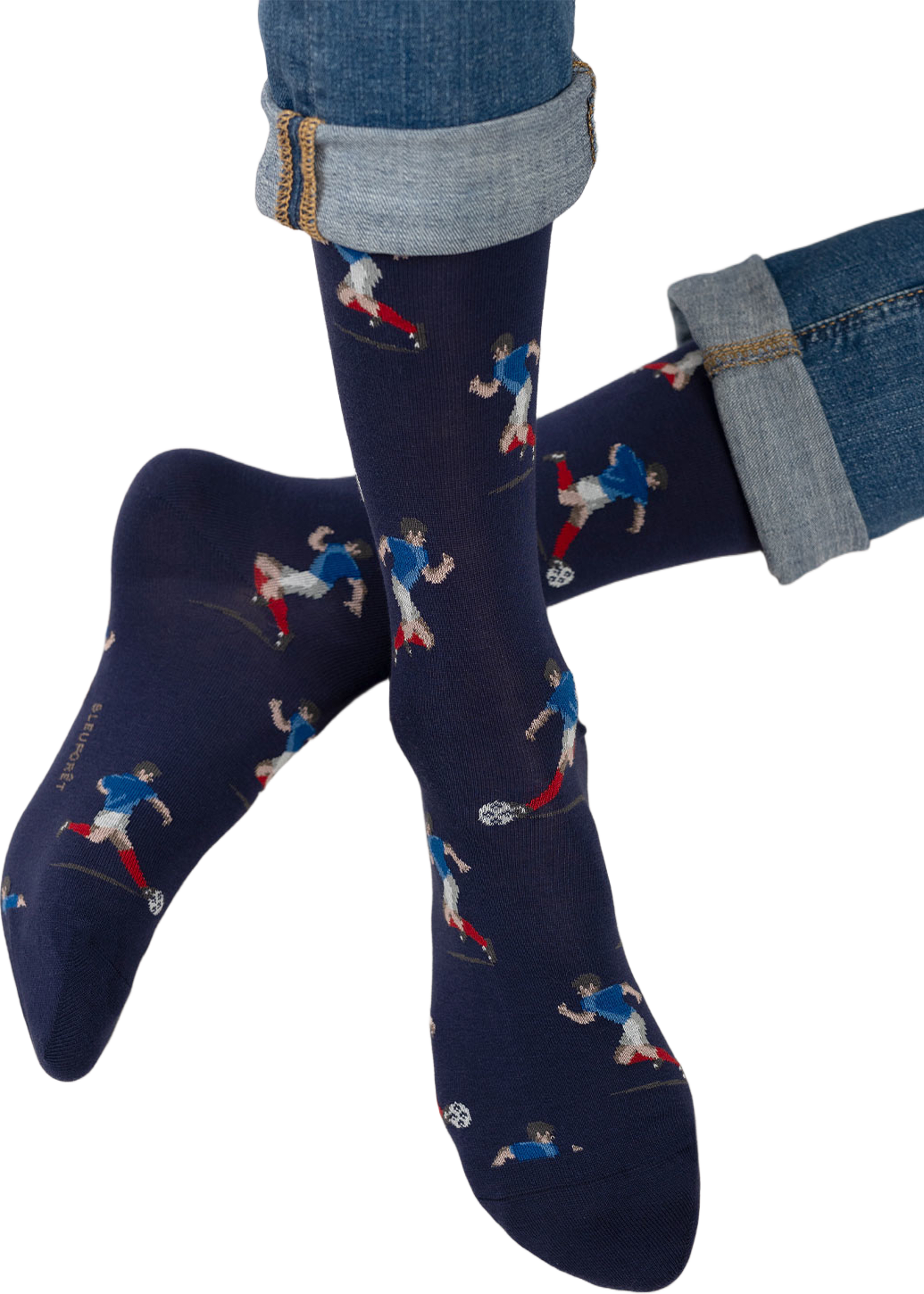 Socka, fotboll, från BleuForêt, i färgen Encre. Klicka för att öppna bilden i stort format