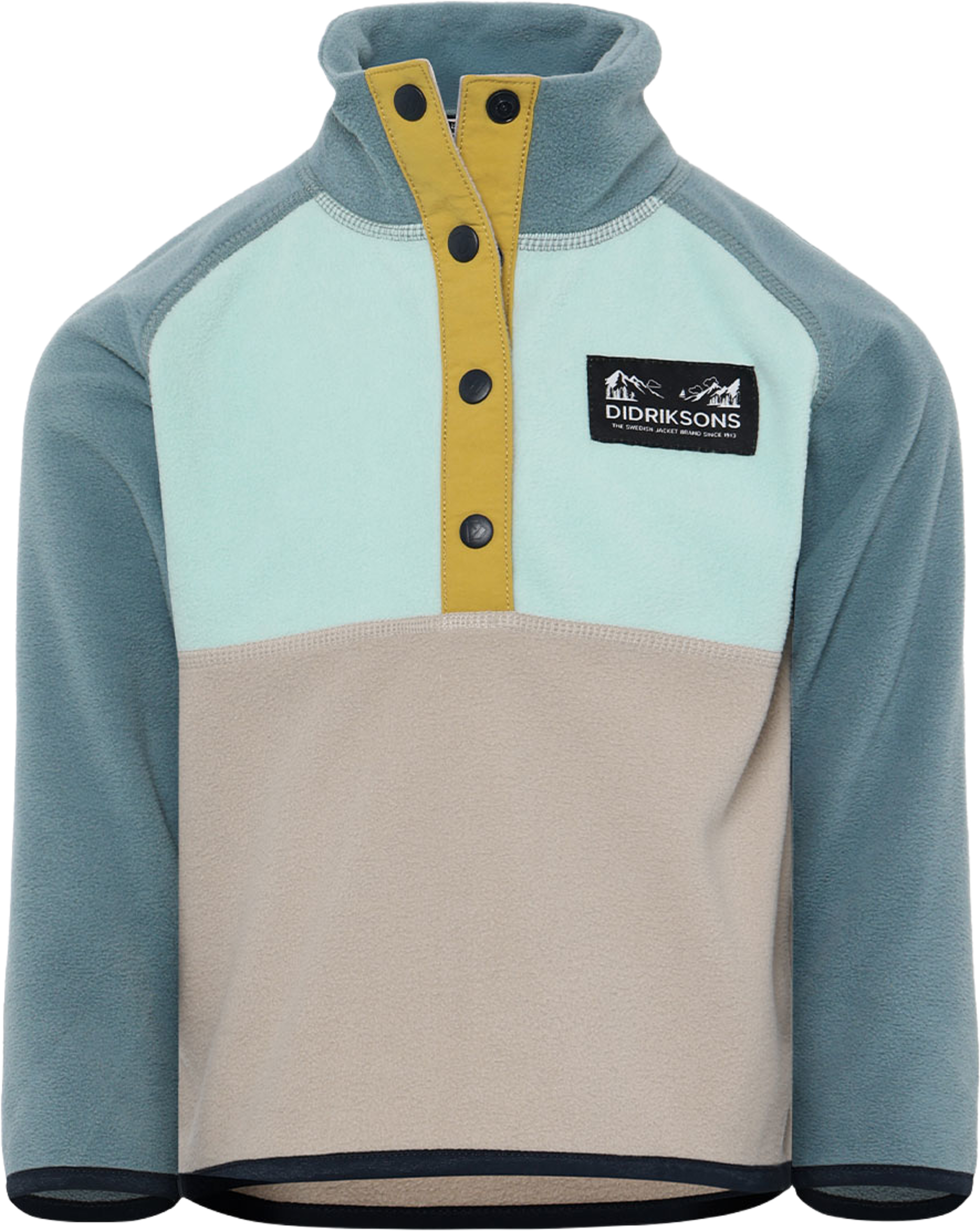 Monte Half button, från Didriksons, i färgen Ocean Mint. Klicka för att öppna bilden i stort format