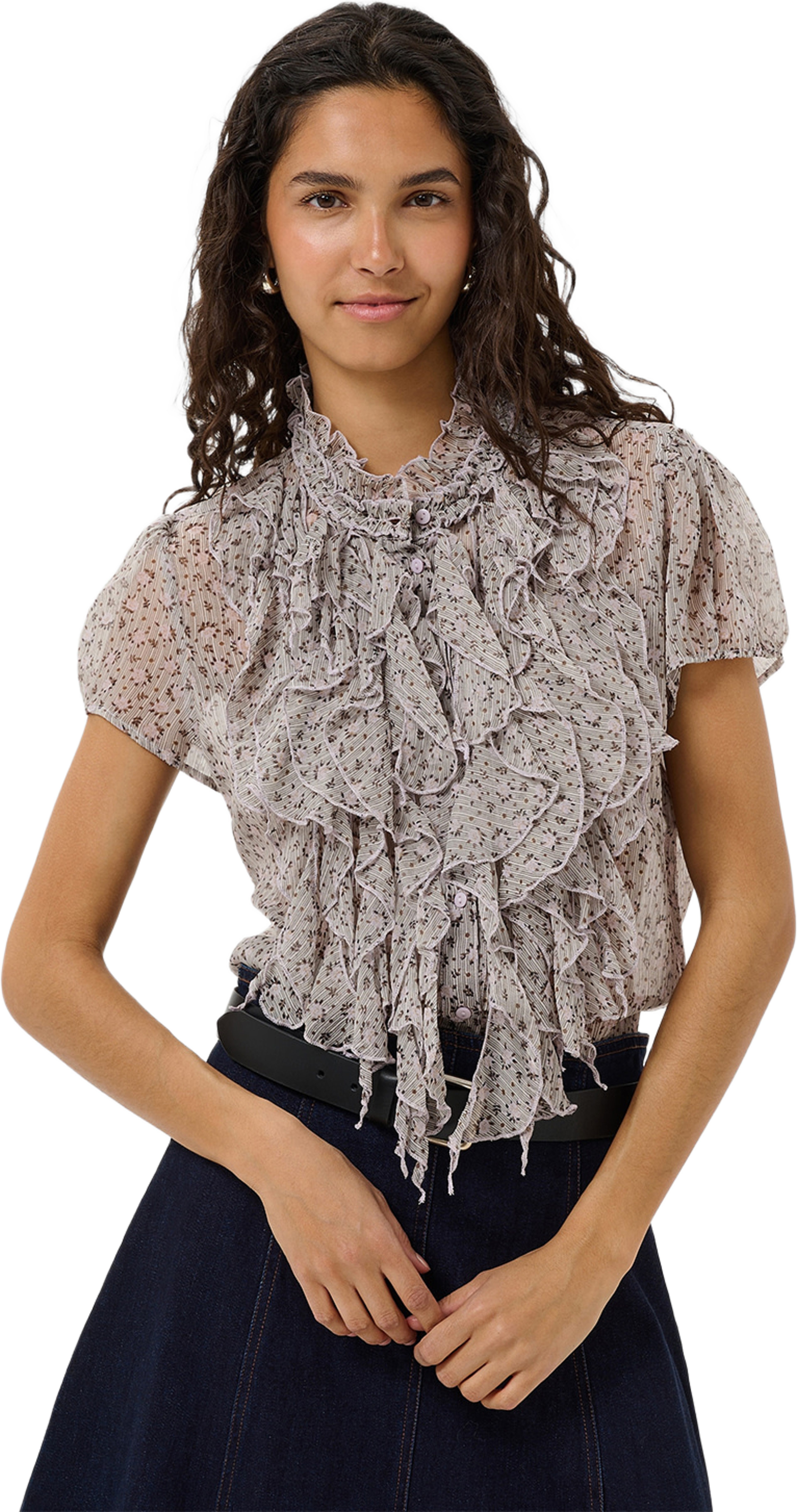 LiljaSZ Crinkle Shirt, från Saint Tropez, i färgen Lilac Cottage Blooms. Klicka för att öppna bilden i stort format
