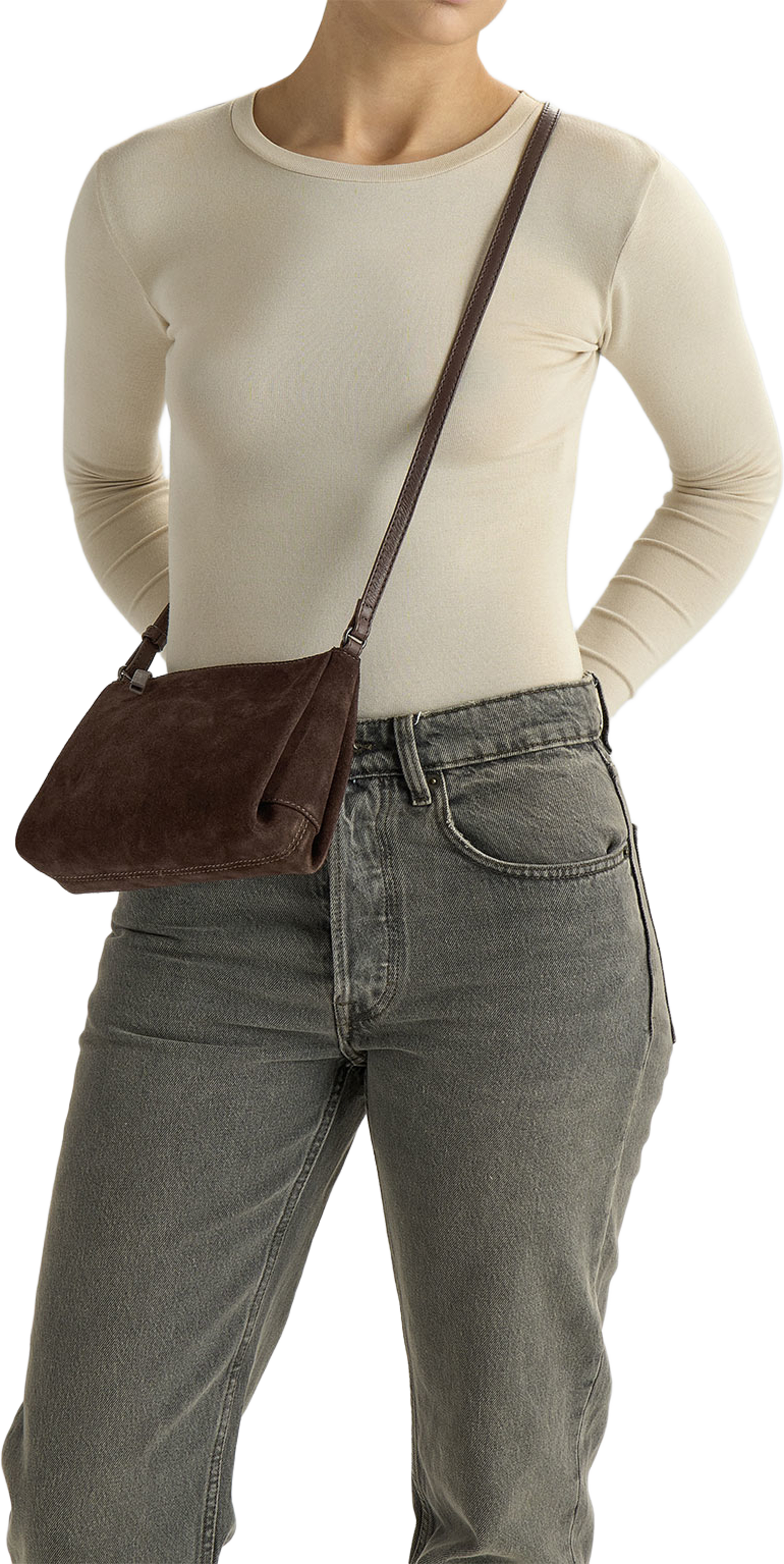 Marci Crossbody Bag Suede, från Markberg, i färgen Dark Brown. Klicka för att öppna bilden i stort format