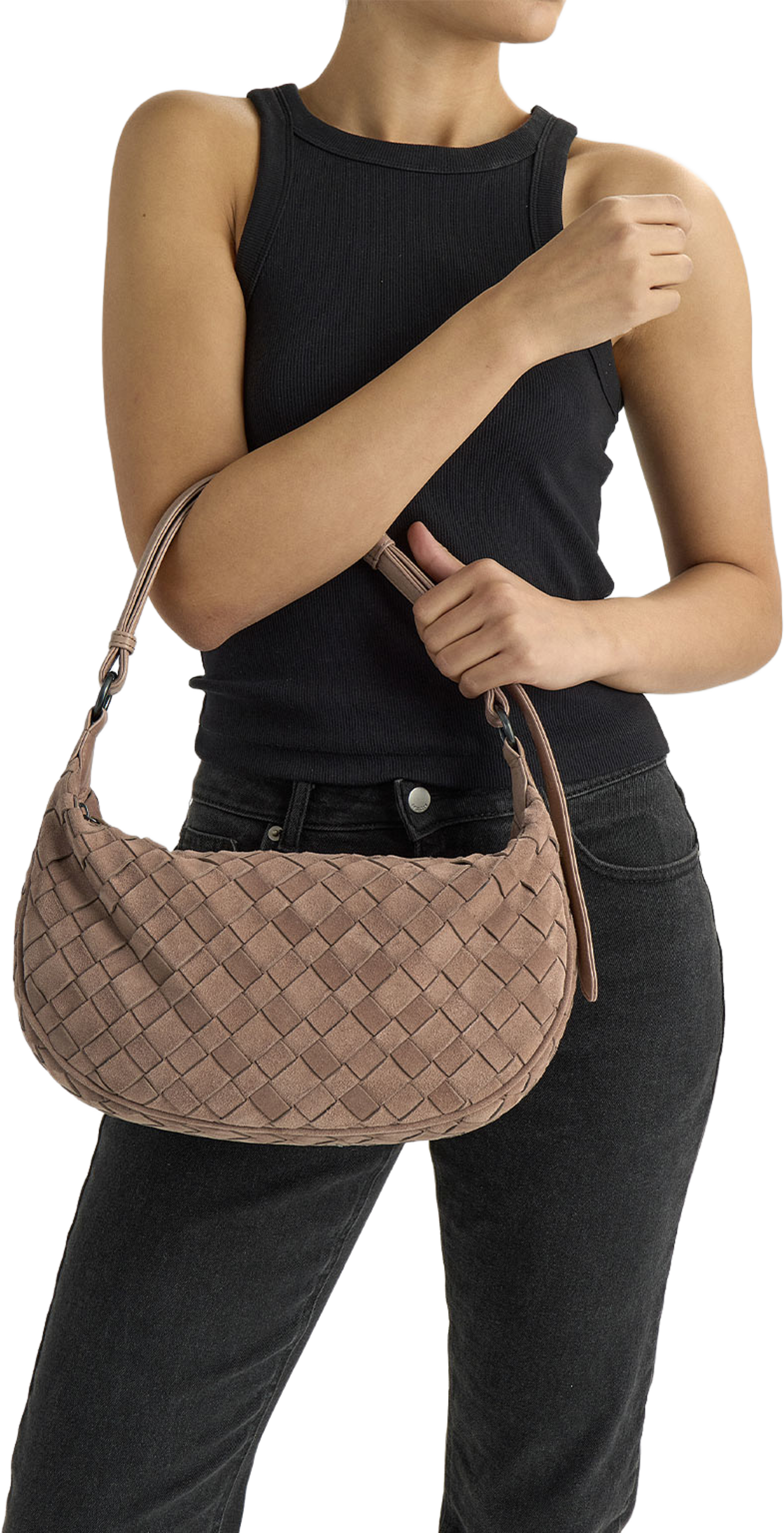 Muse Bag Suede Weave, från Markberg, i färgen Mocha Mousse. Klicka för att öppna bilden i stort format