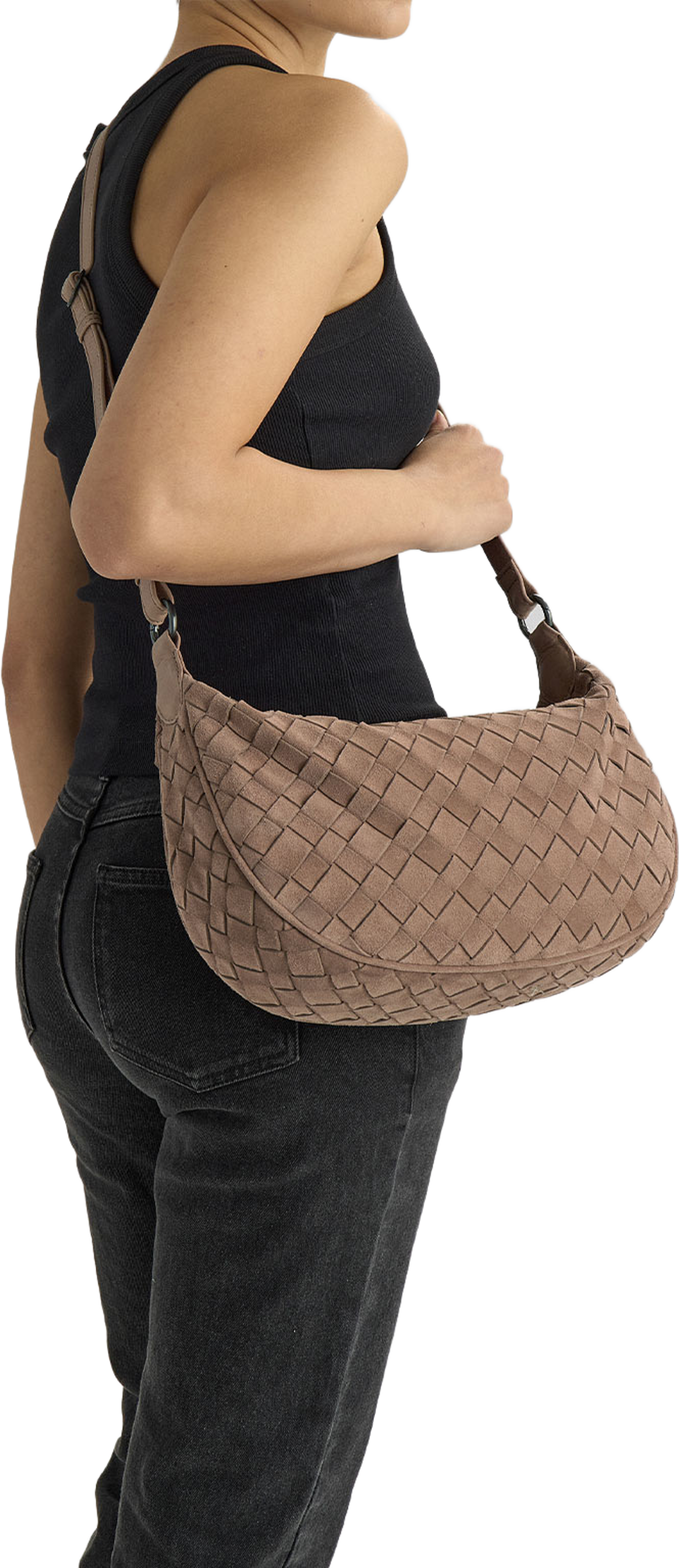 Muse Bag Suede Weave, från Markberg, i färgen Mocha Mousse. Klicka för att öppna bilden i stort format