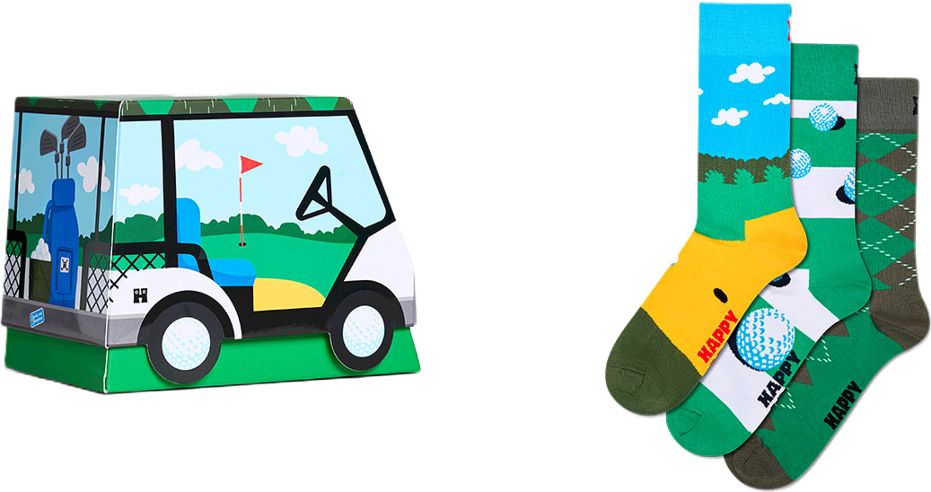 3-Pack Golf Socks Gift Set, från Happy Socks, i färgen Green. Klicka för att öppna bilden i stort format