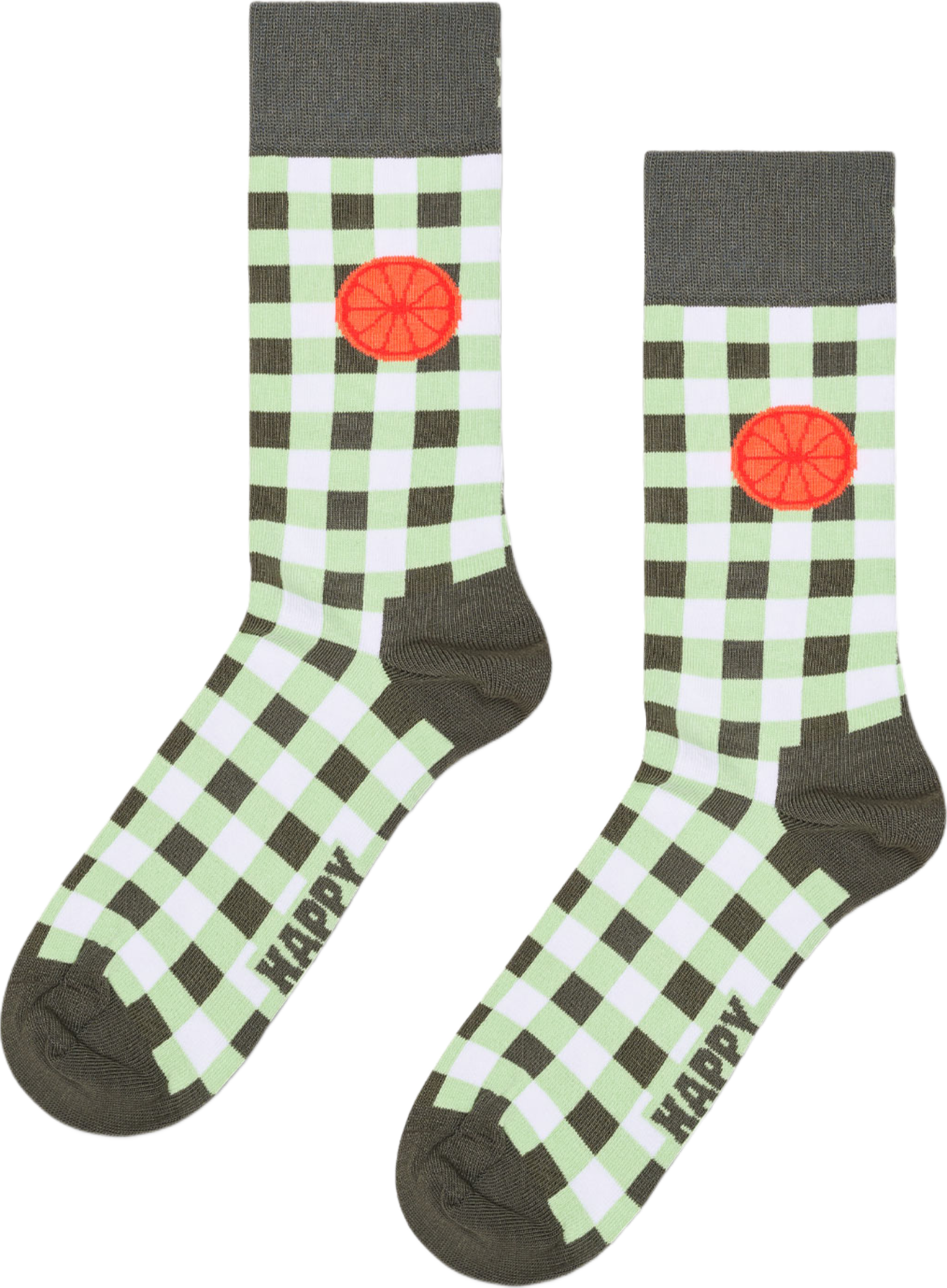 Gingham Orange Sock, från Happy Socks, i färgen Green. Klicka för att öppna bilden i stort format