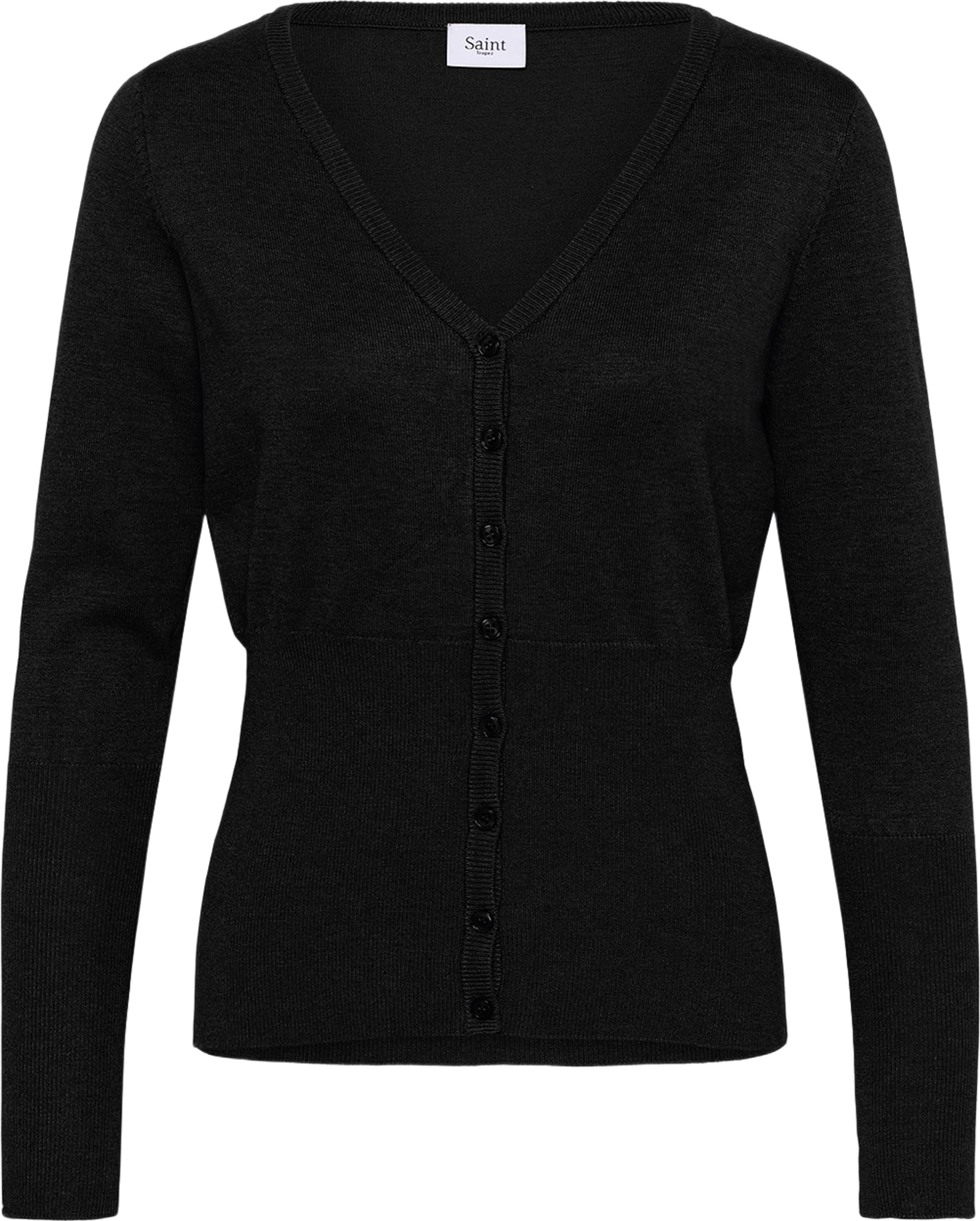 MilaSZ Slim Cardigan, från Saint Tropez, i färgen Black. Klicka för att öppna bilden i stort format