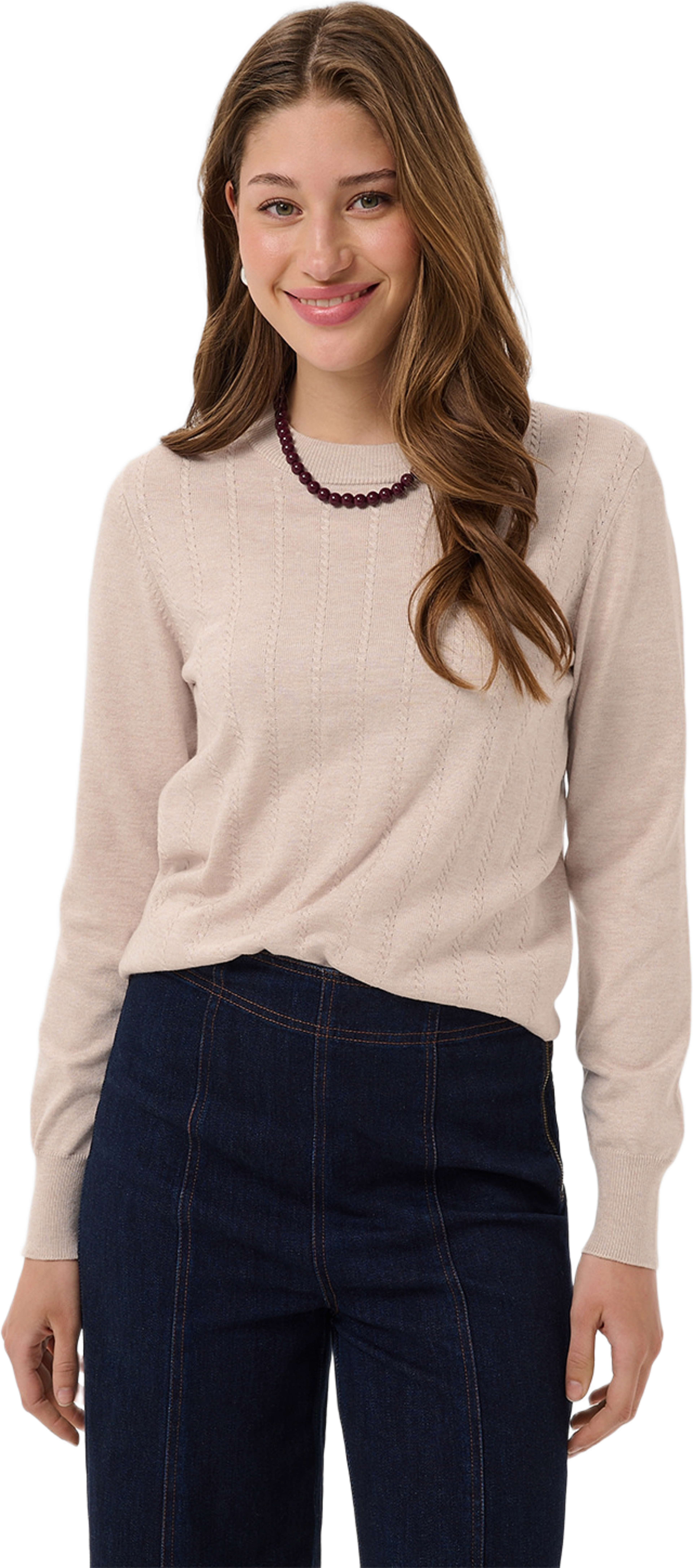 MilaSZ Thin Cabel LS Pullover, från Saint Tropez, i färgen Gray Morn Melange. Klicka för att öppna bilden i stort format
