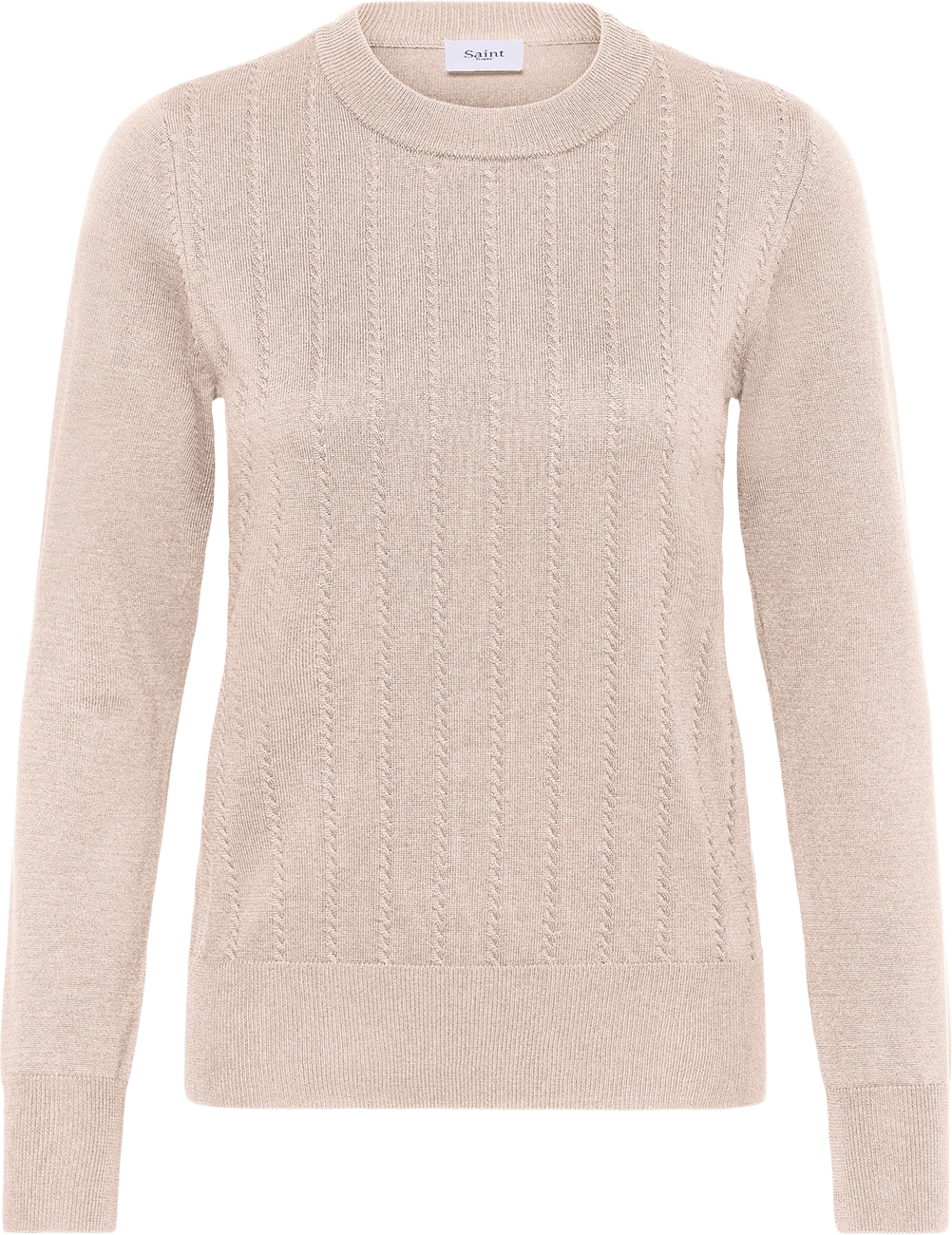 MilaSZ Thin Cabel LS Pullover, från Saint Tropez, i färgen Gray Morn Melange. Klicka för att öppna bilden i stort format